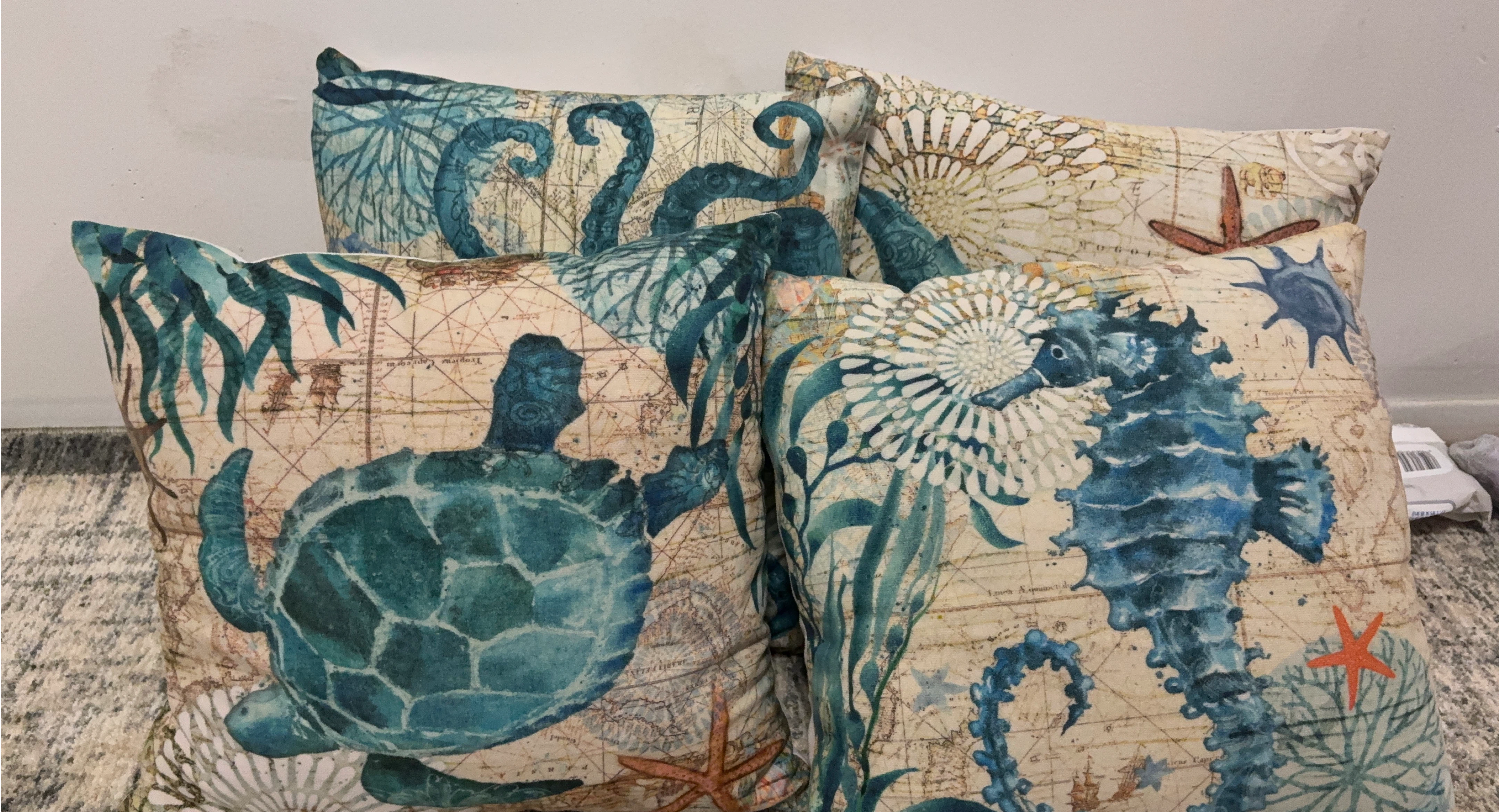 Nautical Theme Throw Pillows - Set of 4 thumbnail