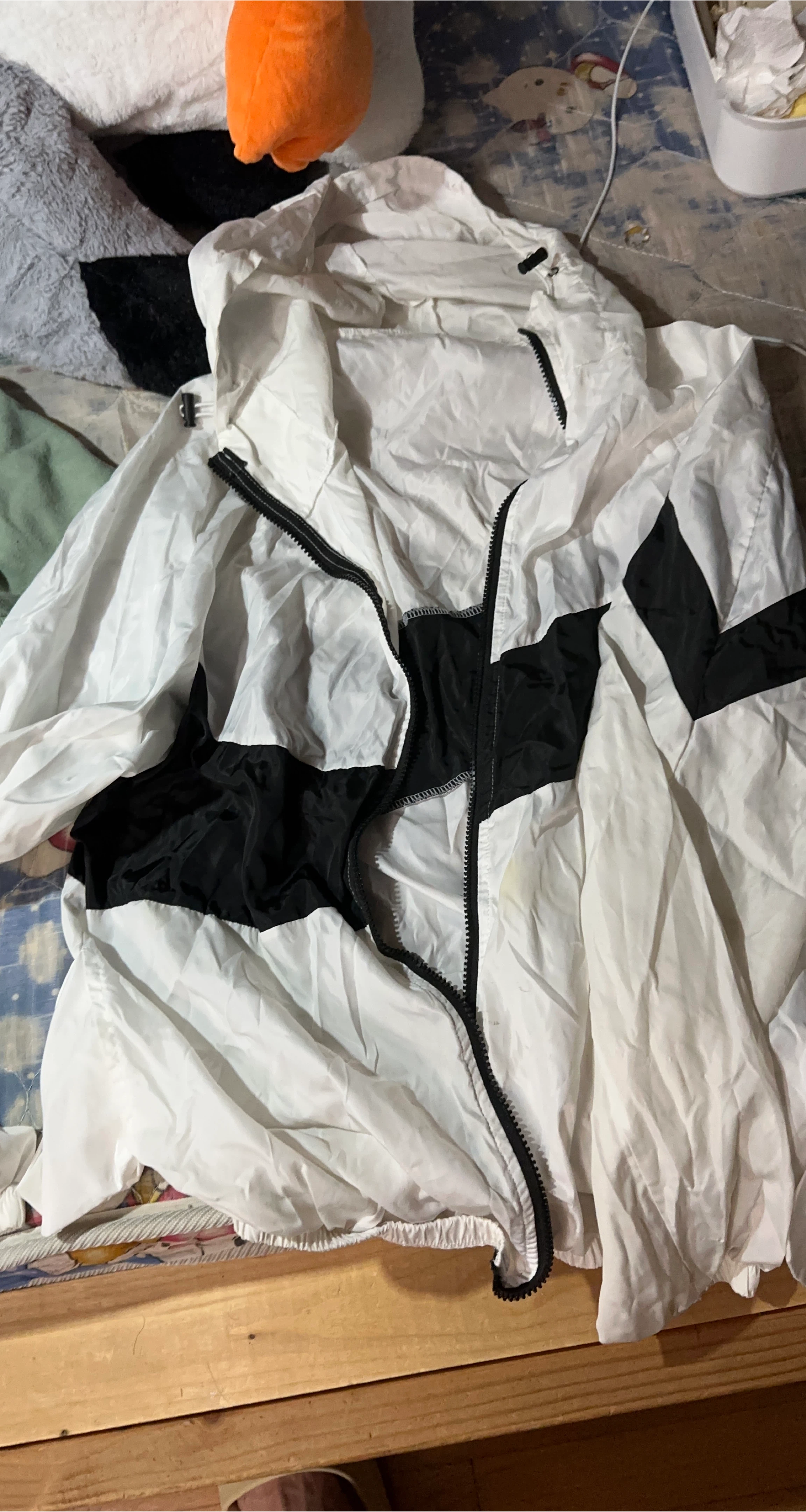 White & Black Windbreaker Jacket thumbnail