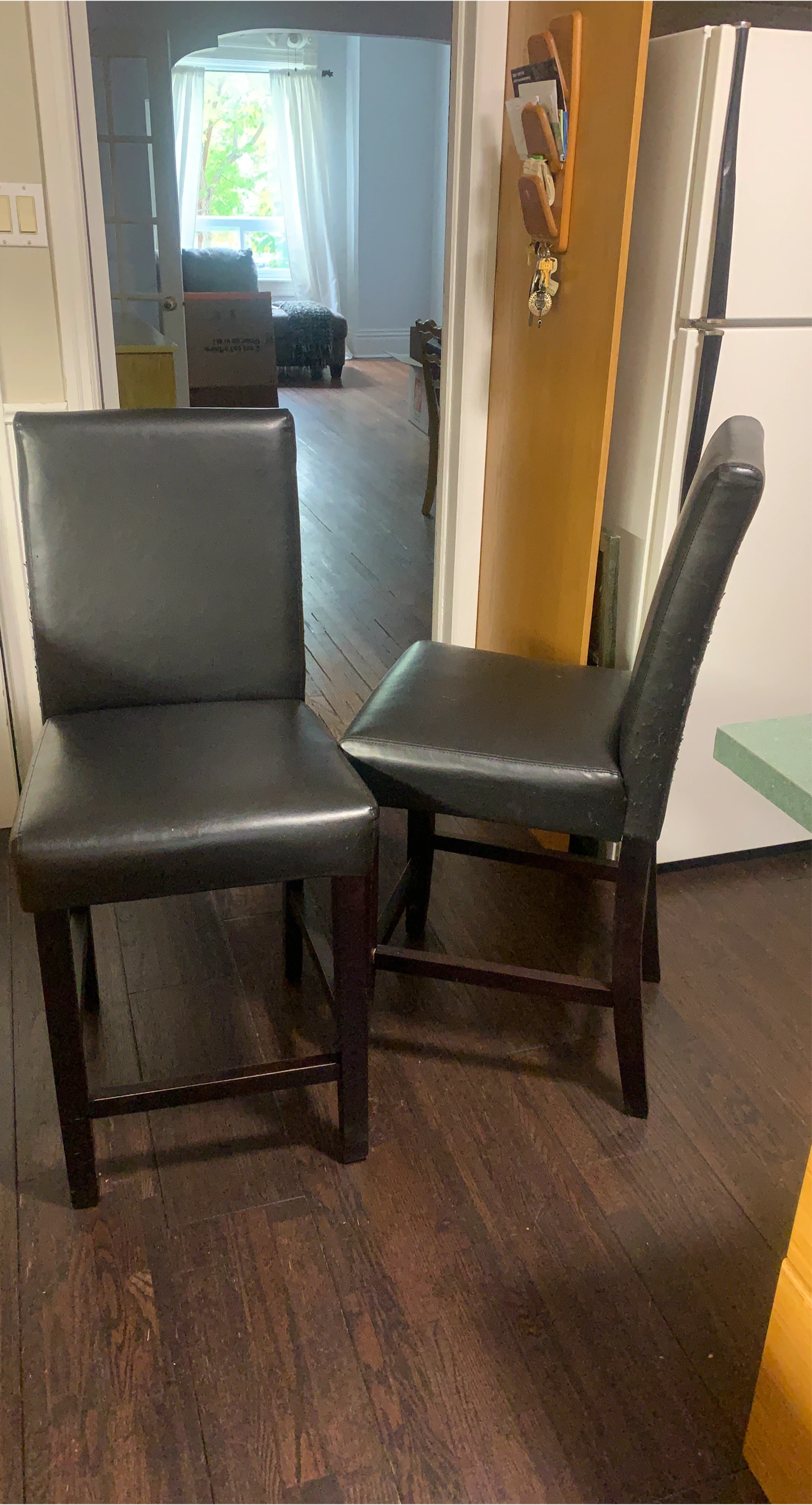 Pair of Black Faux Leather Bar Stools thumbnail