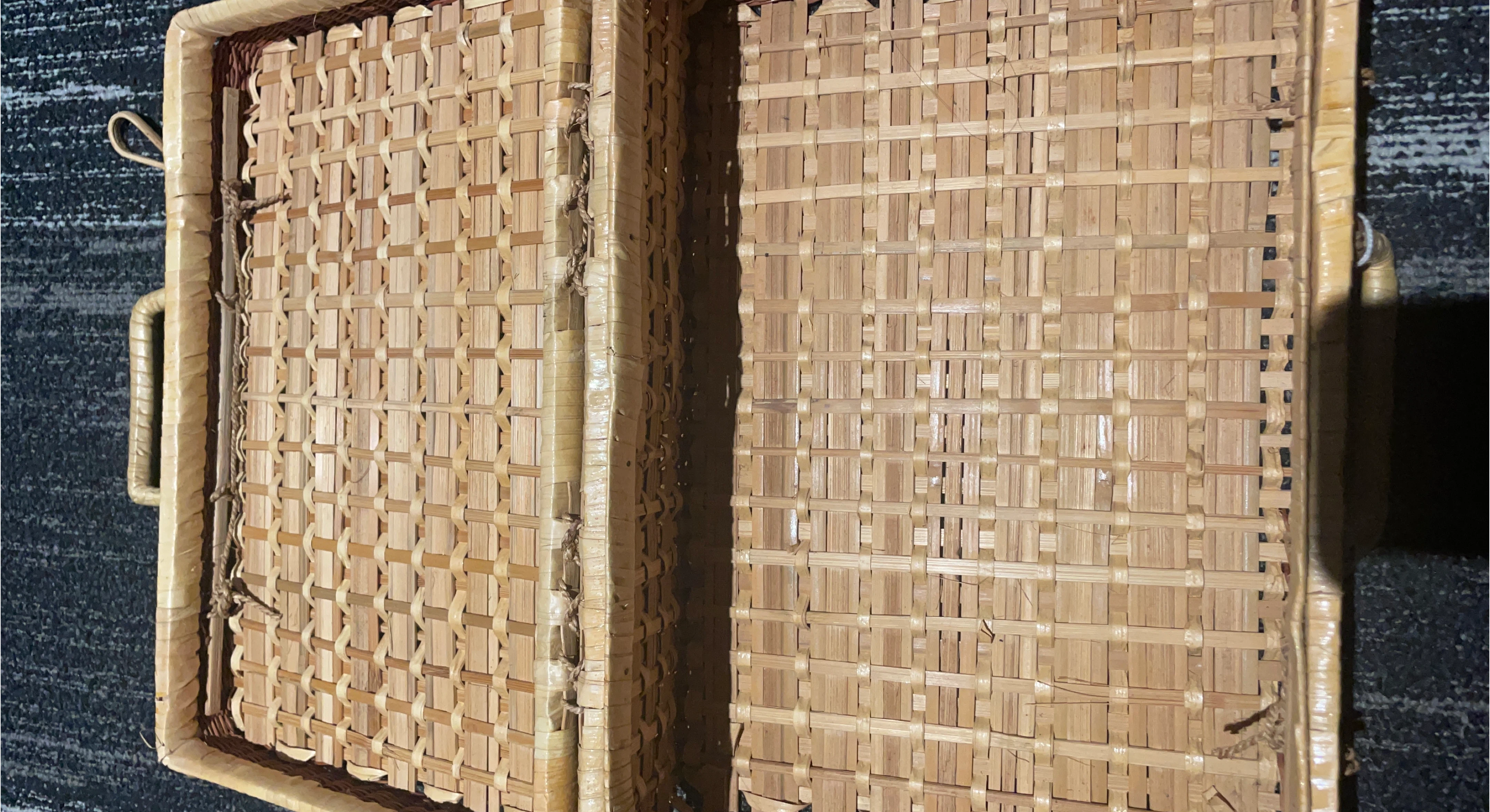 Woven Wicker Basket with Handles thumbnail