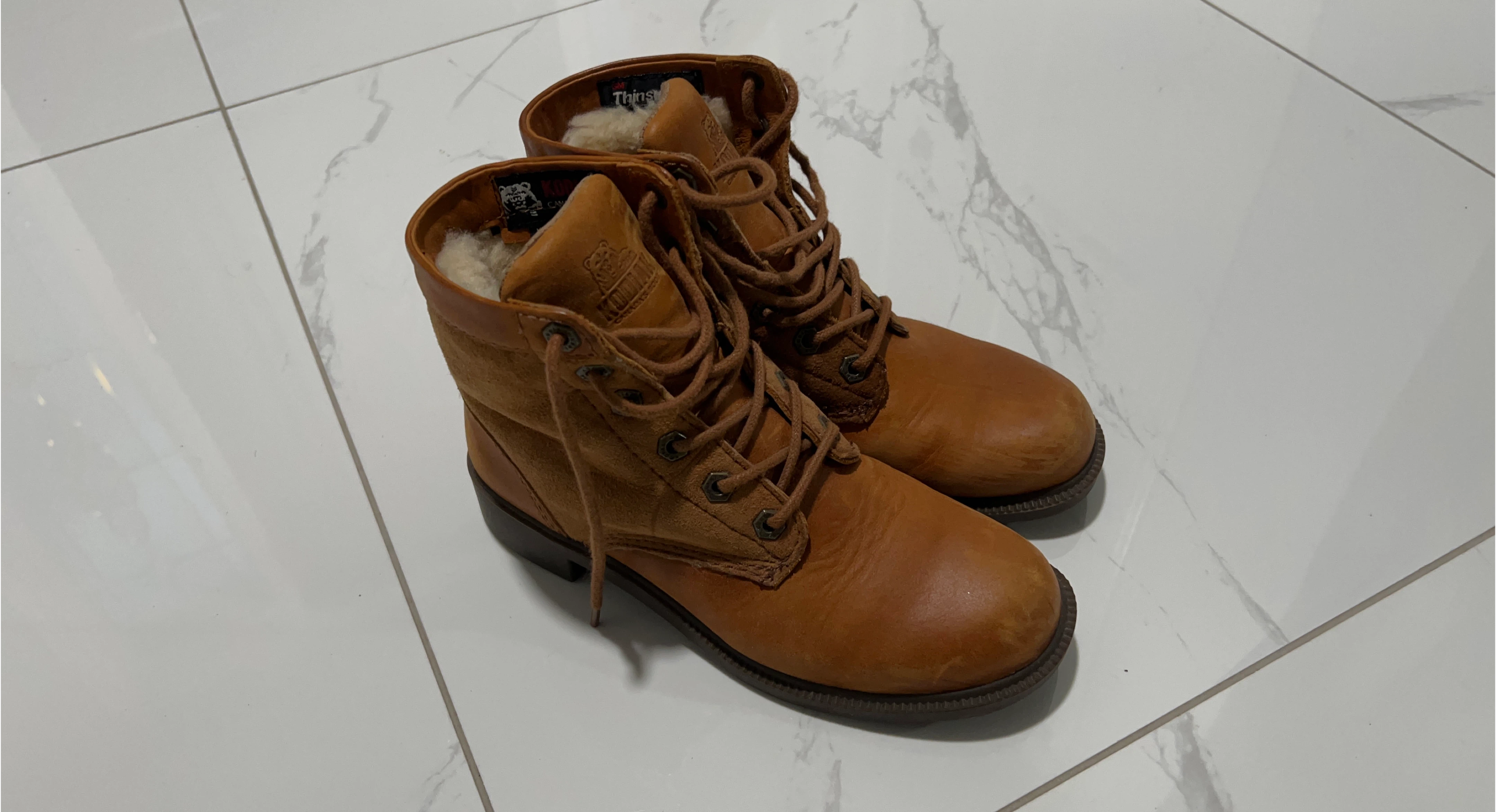 Kodiak Brown Leather Boots, Size 6 thumbnail
