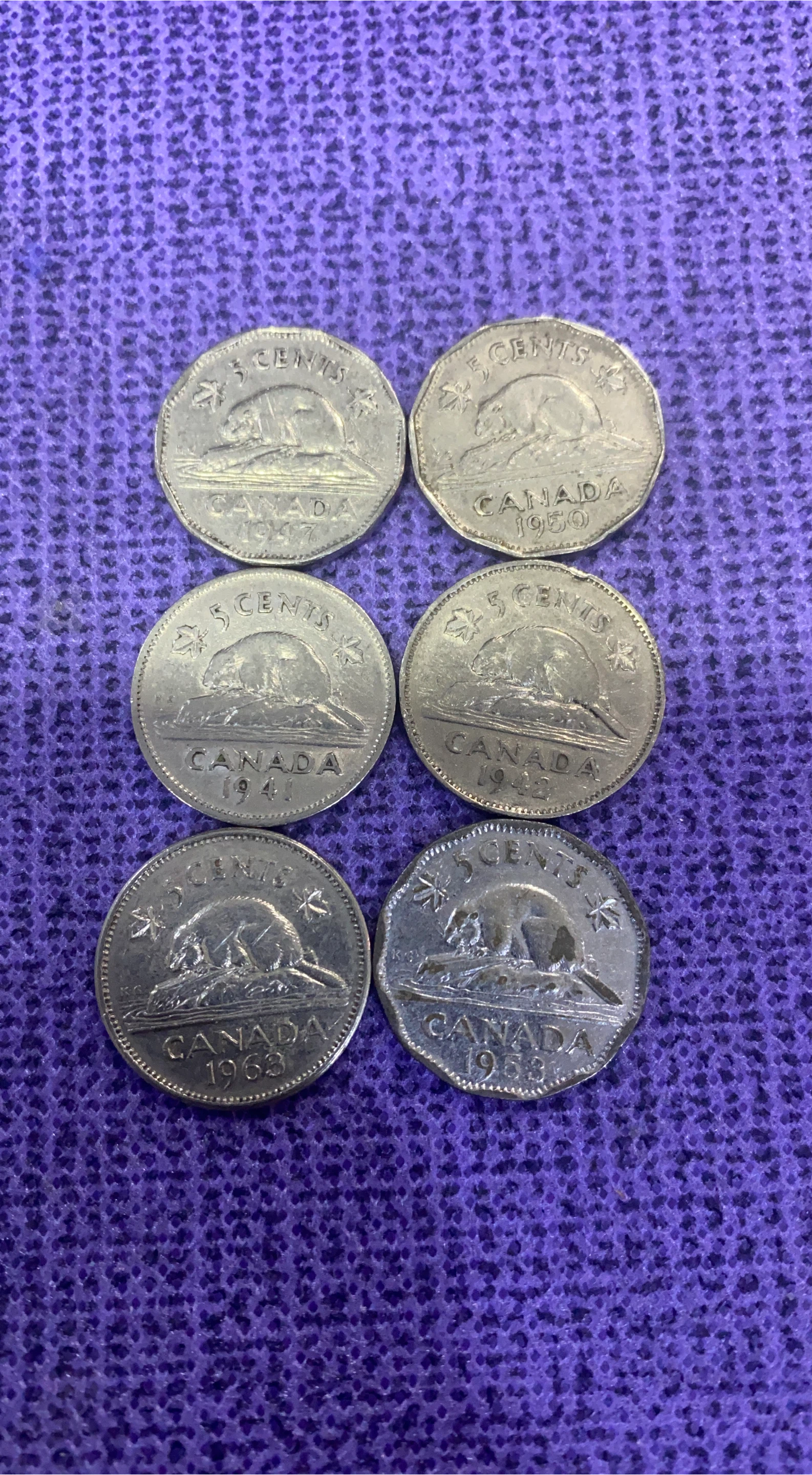 Vintage Canadian 5 Cent Coins - 1940s-1960s thumbnail