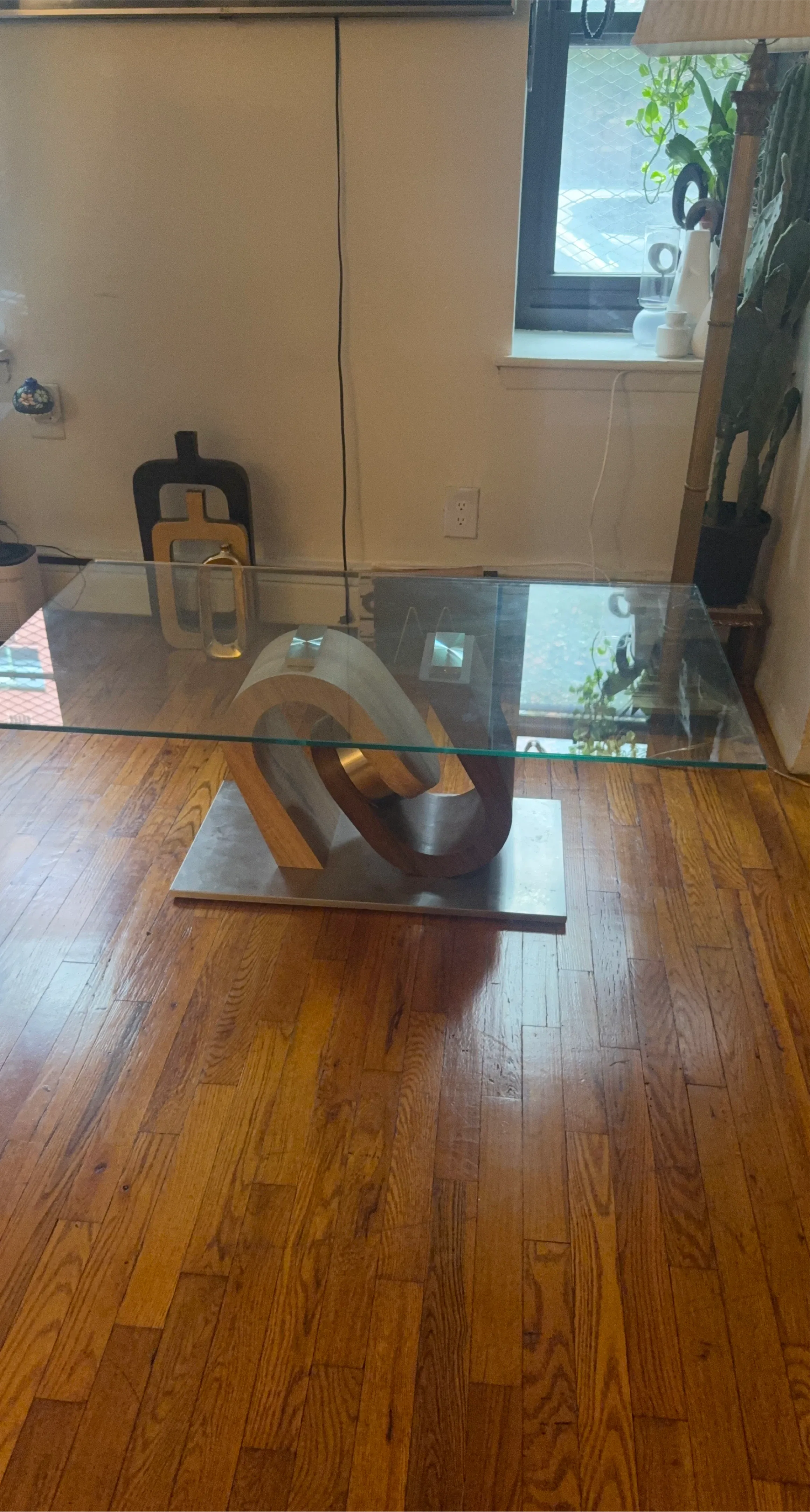 Glass Top Coffee Table with Unique Base