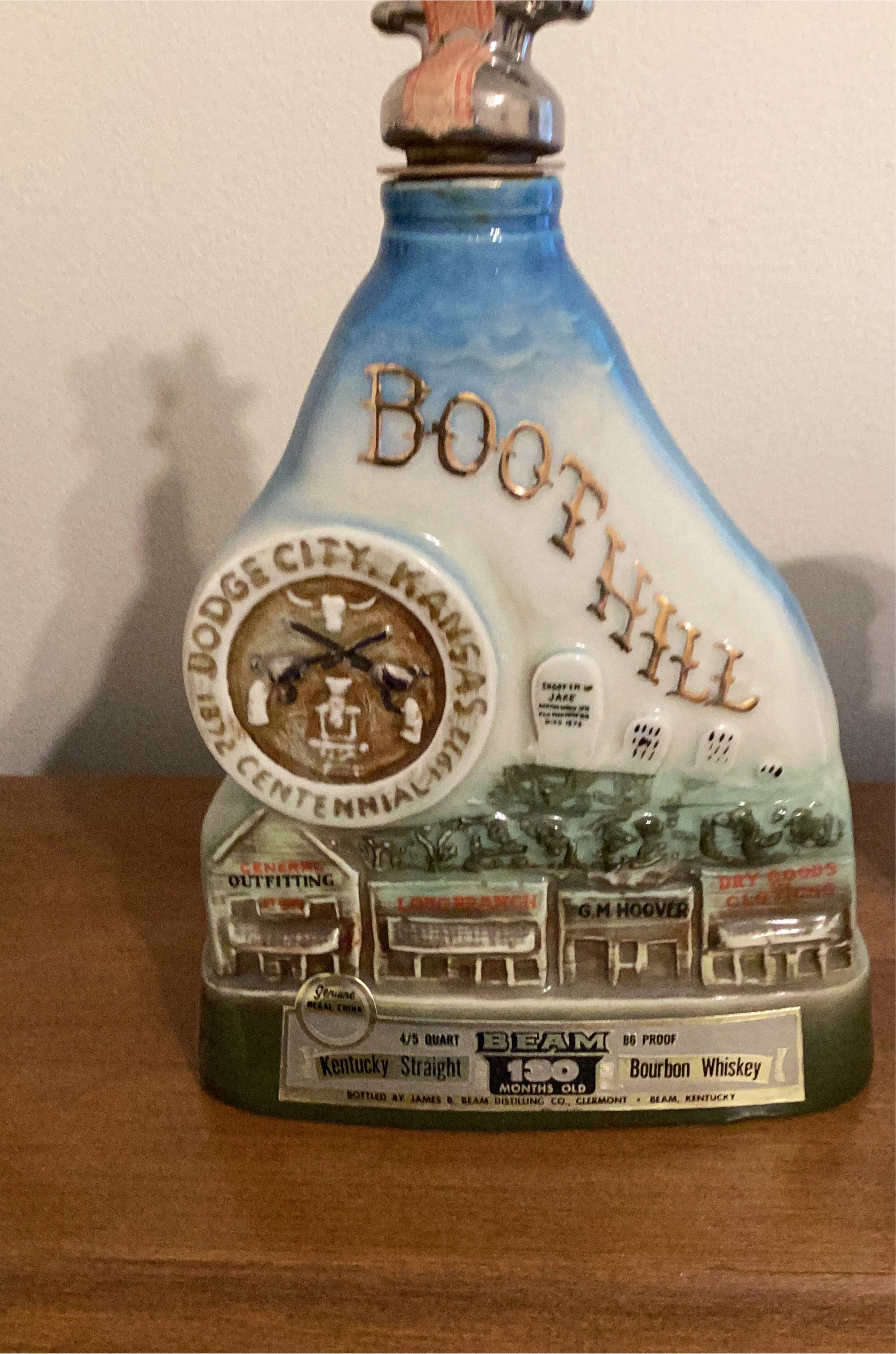 Vintage Beam's Boot Hill Bourbon Whiskey Decanter thumbnail