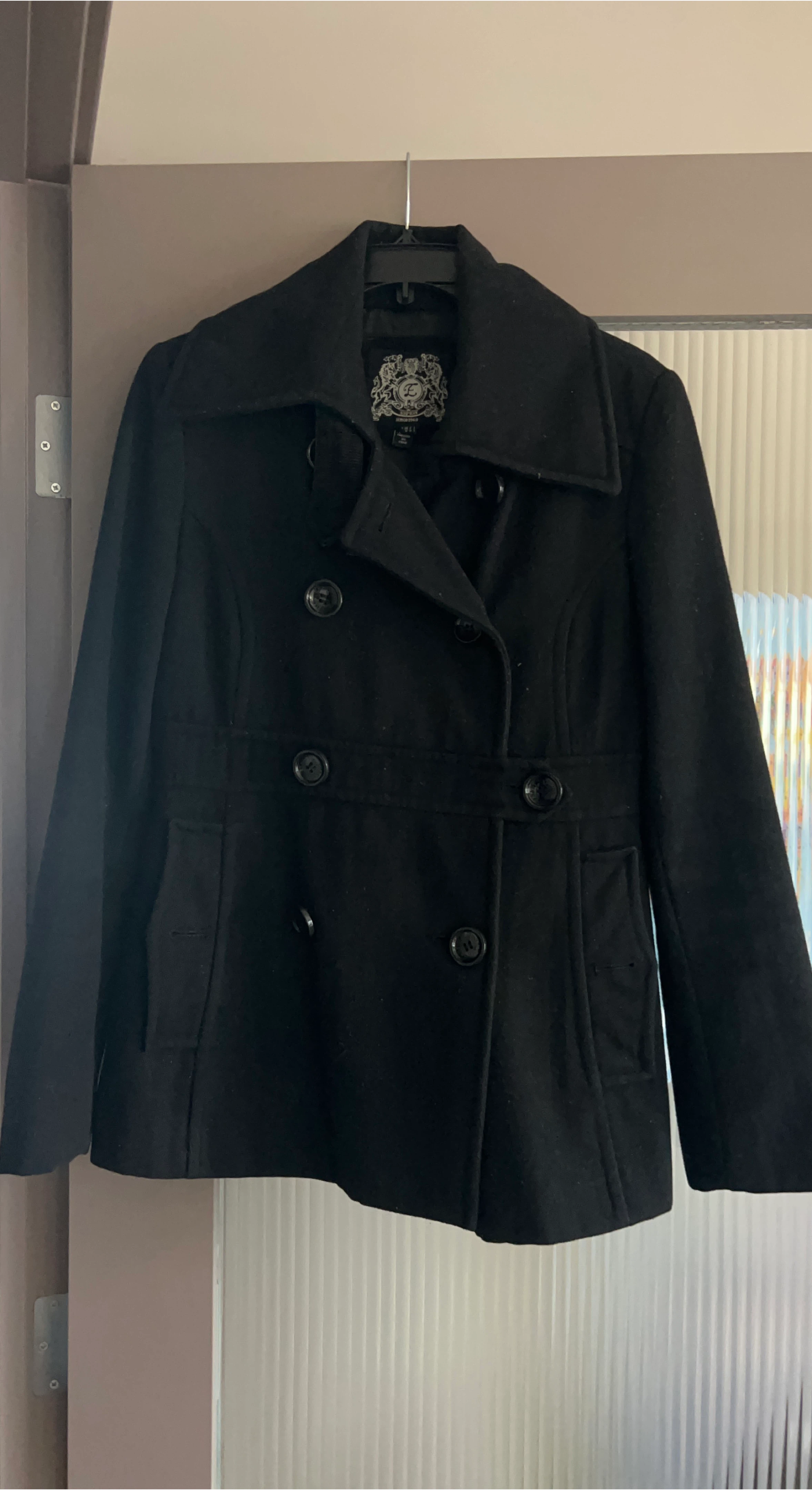 Esprit Black Wool Blend Pea Coat - Size M