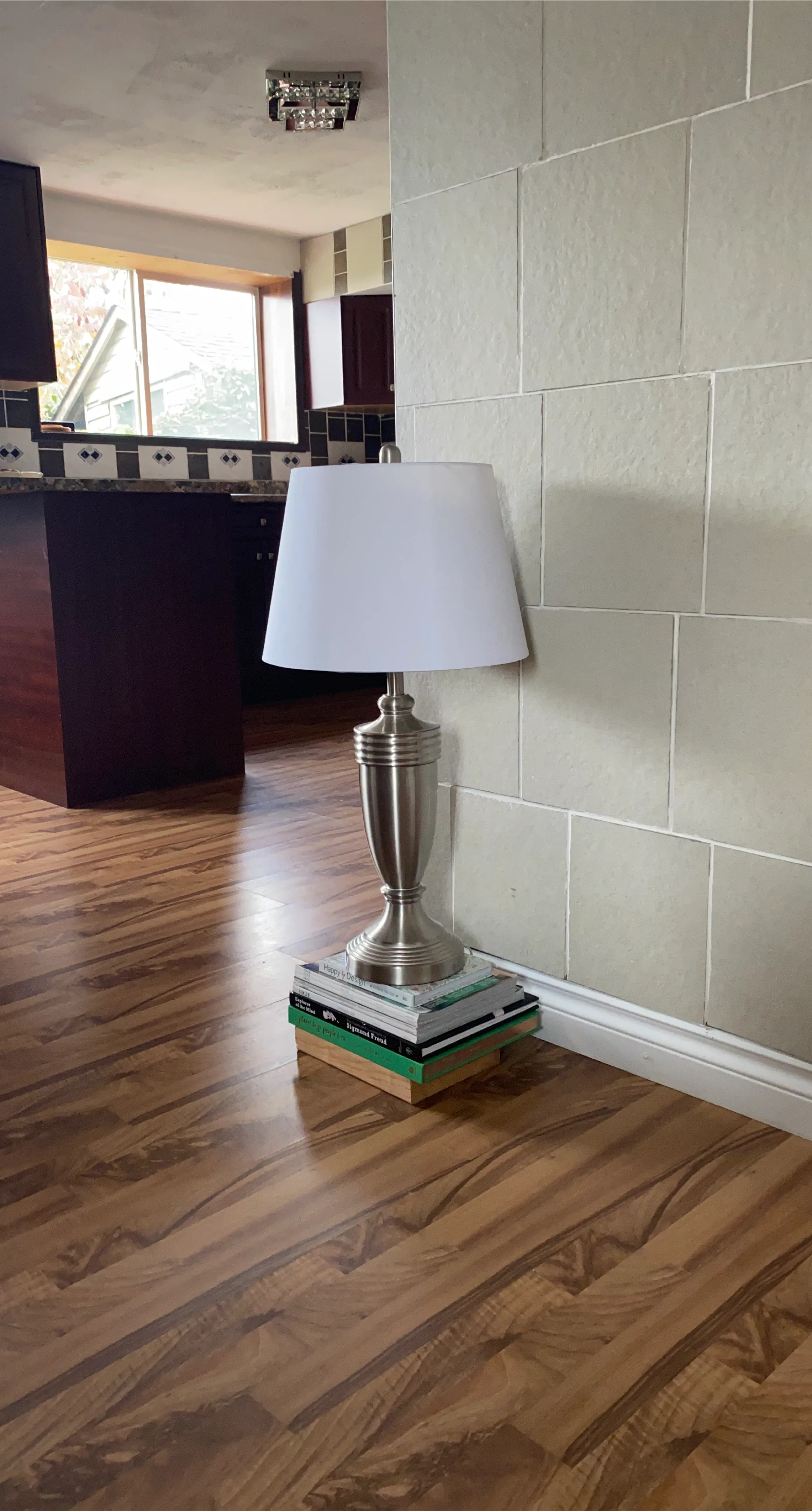 Silver Table Lamp with White Shade