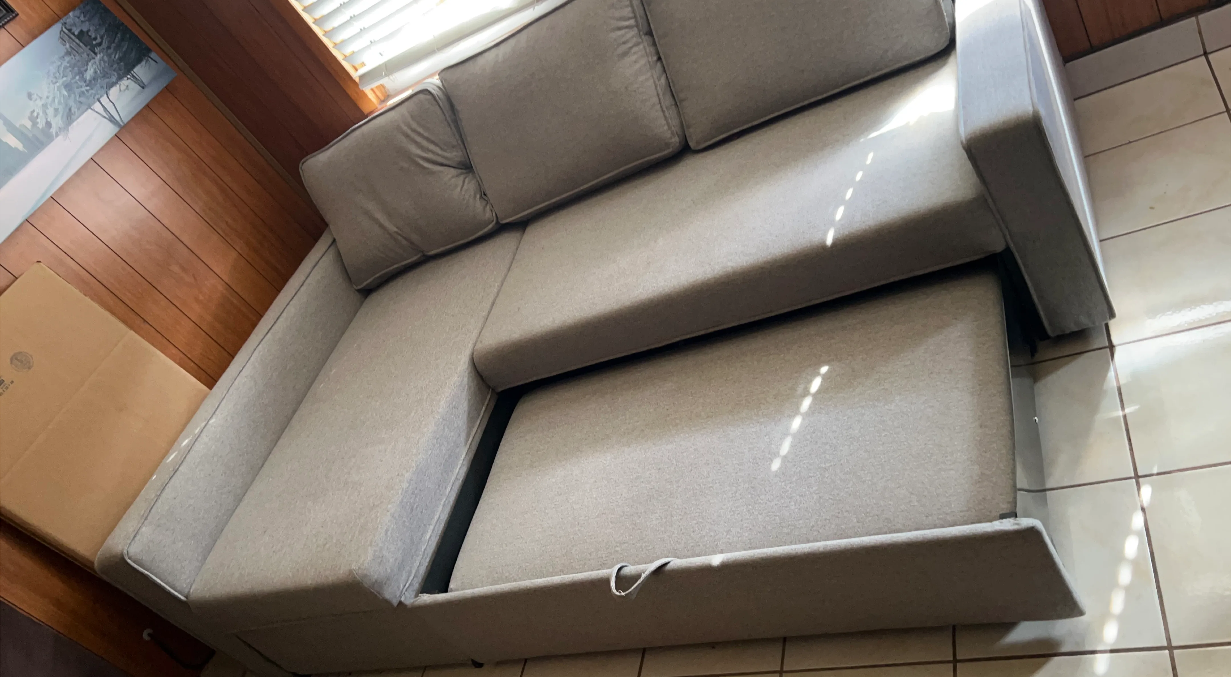 Gray Sectional Sofa with Pull-Out Bed