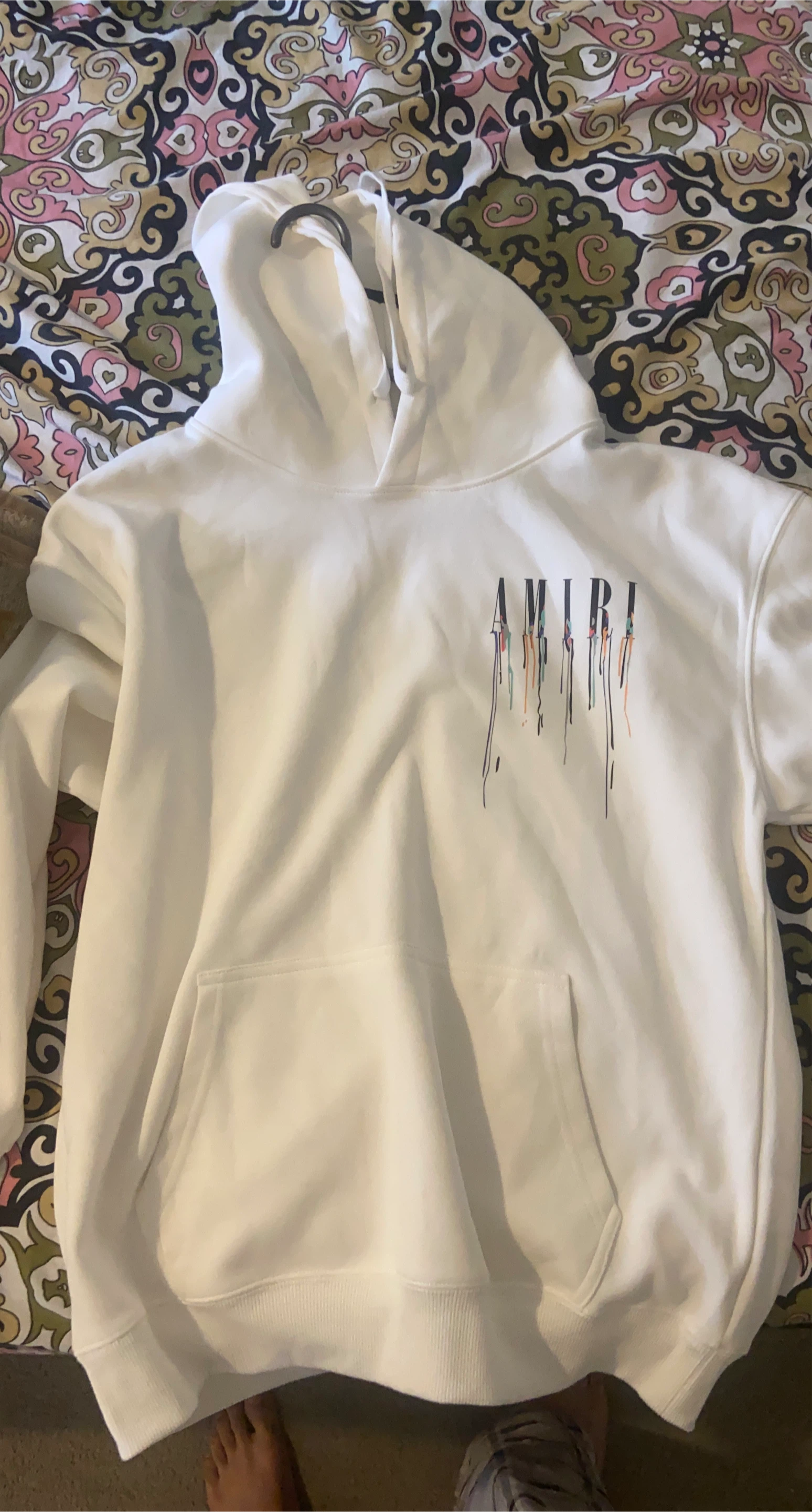Amiri White Drip Paint Hoodie - Size M