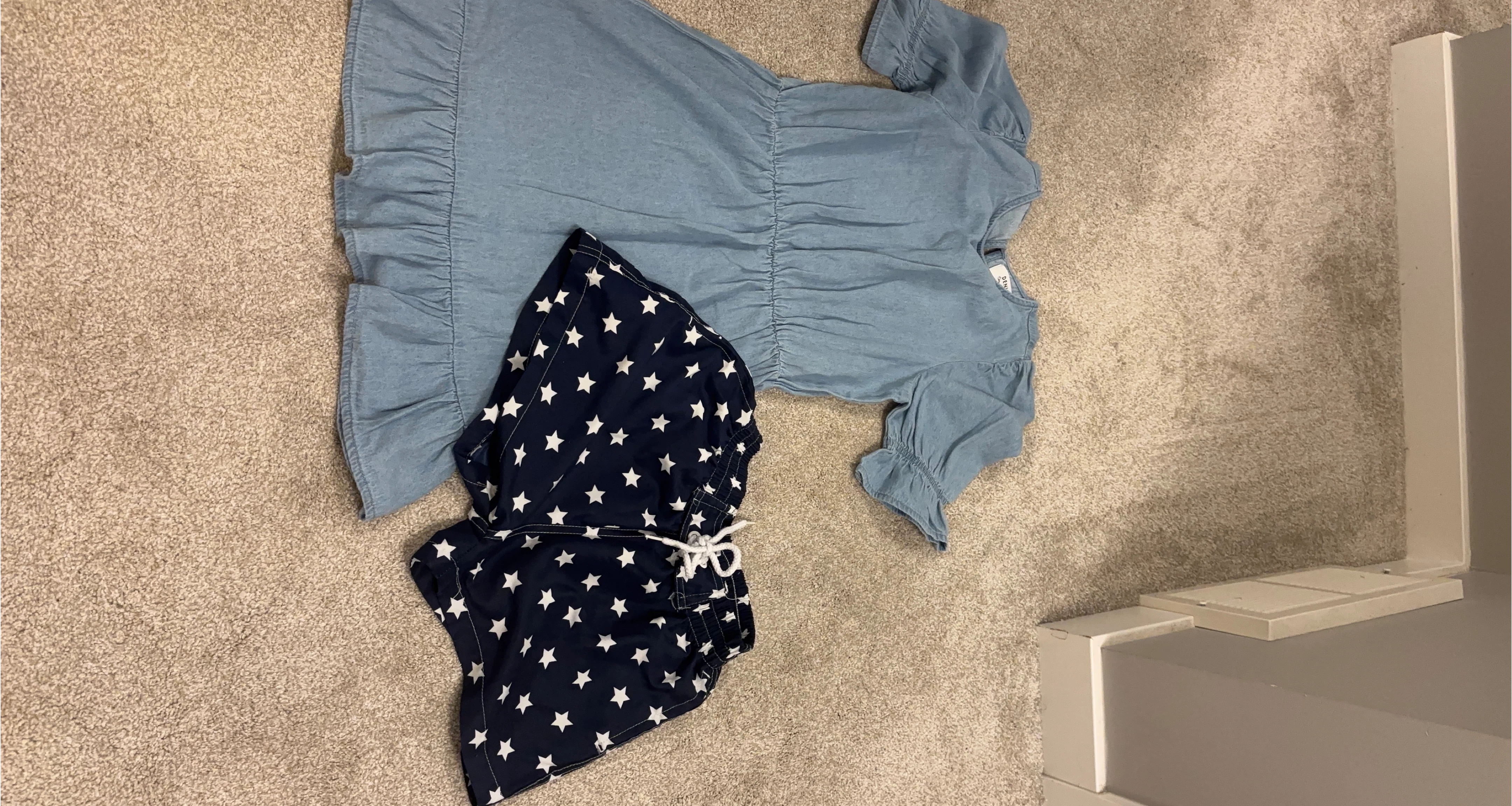 Denim Dress & Star Shorts Set