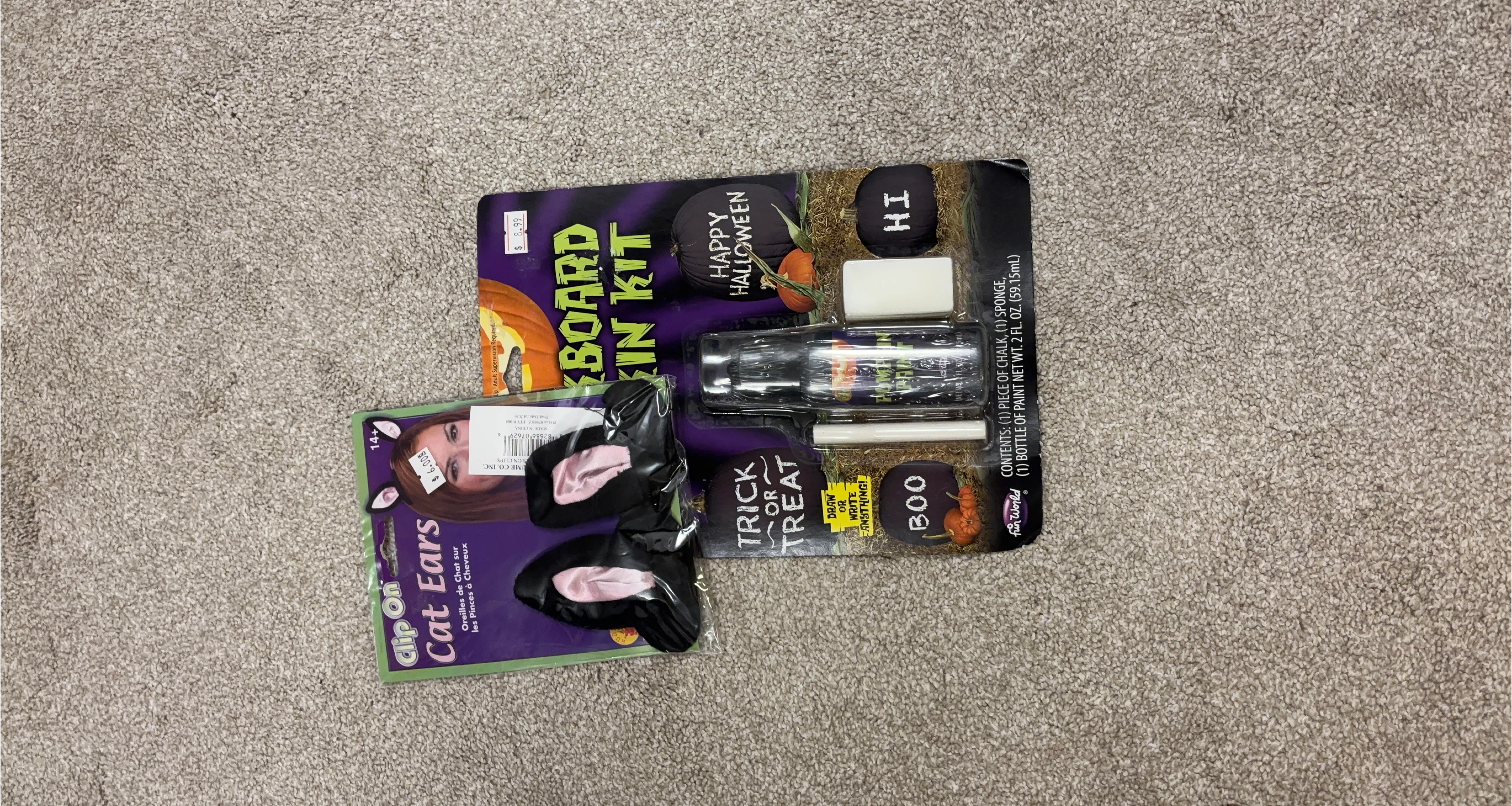 Clip On Cat Ears & Chalkboard Pumpkin Kit