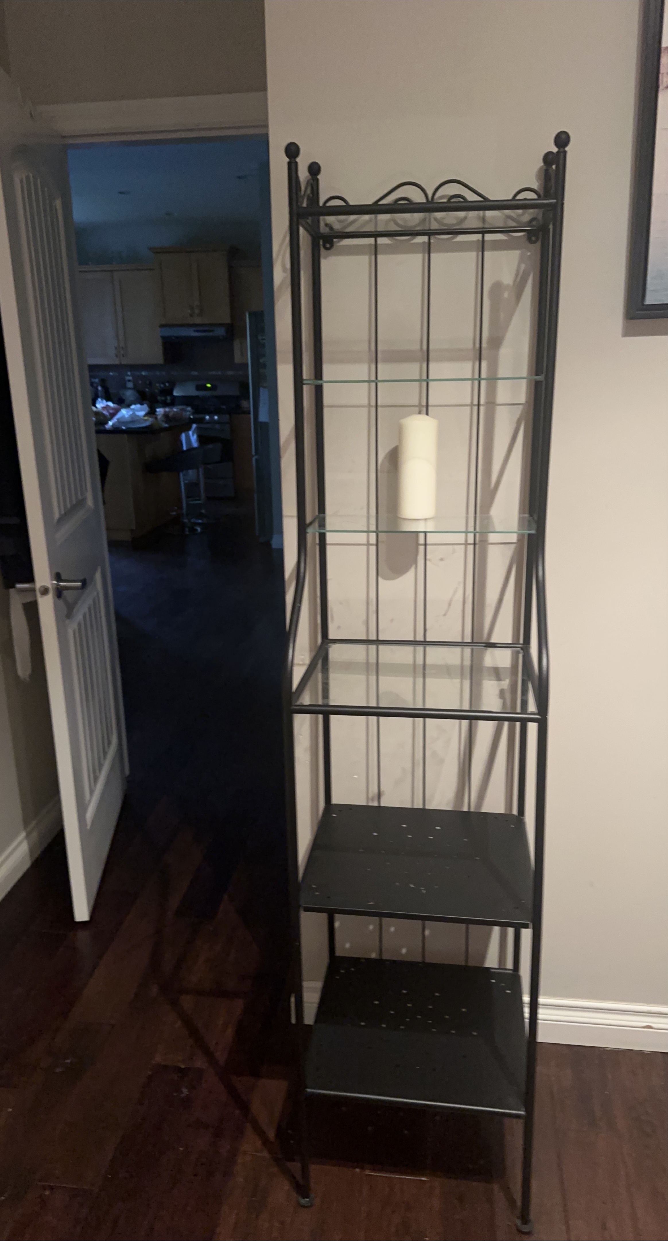 Black Metal & Glass Shelf Unit