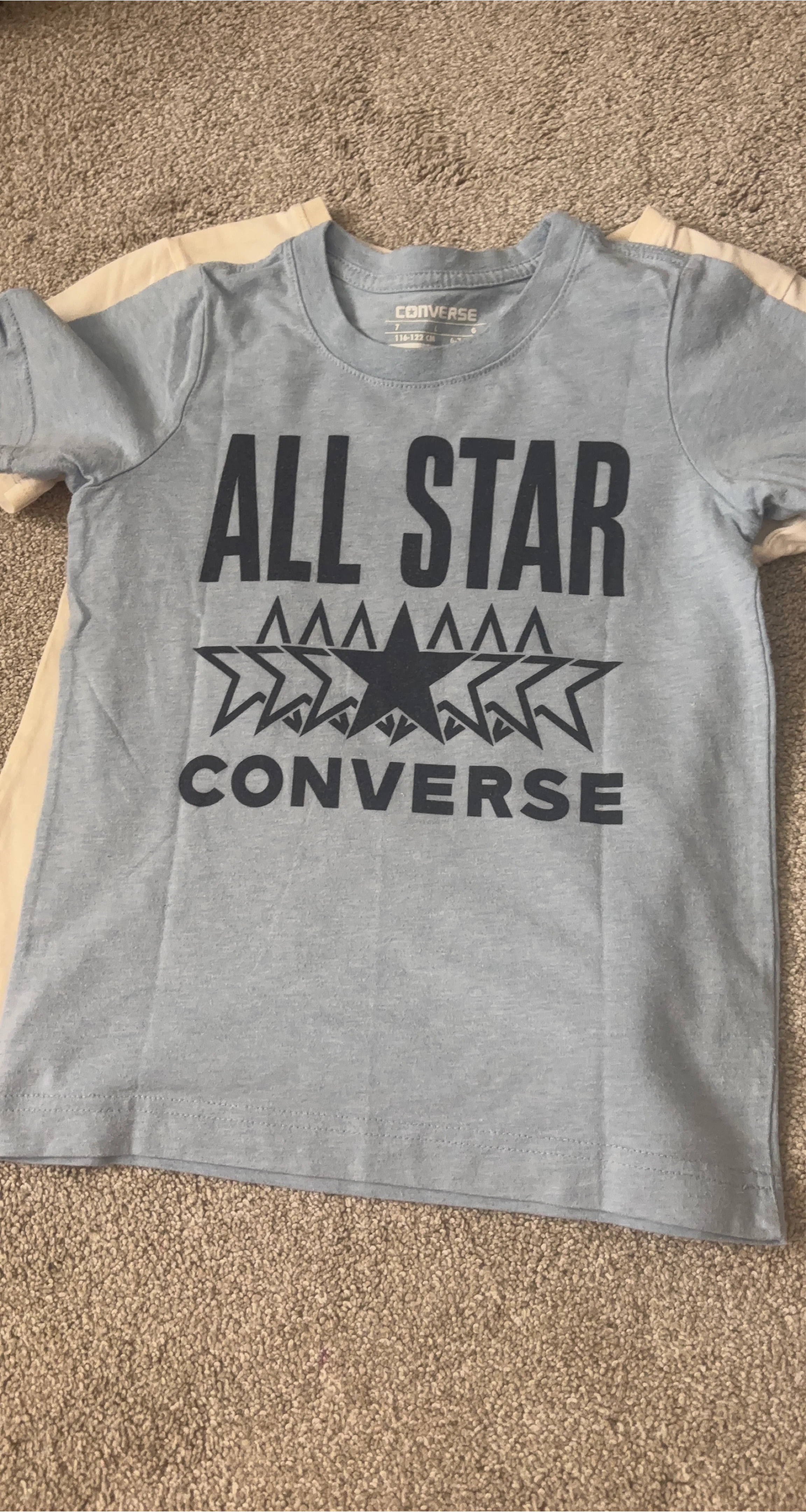 Converse All Star sky blue Kids T-Shirt, Size 6-7 Years