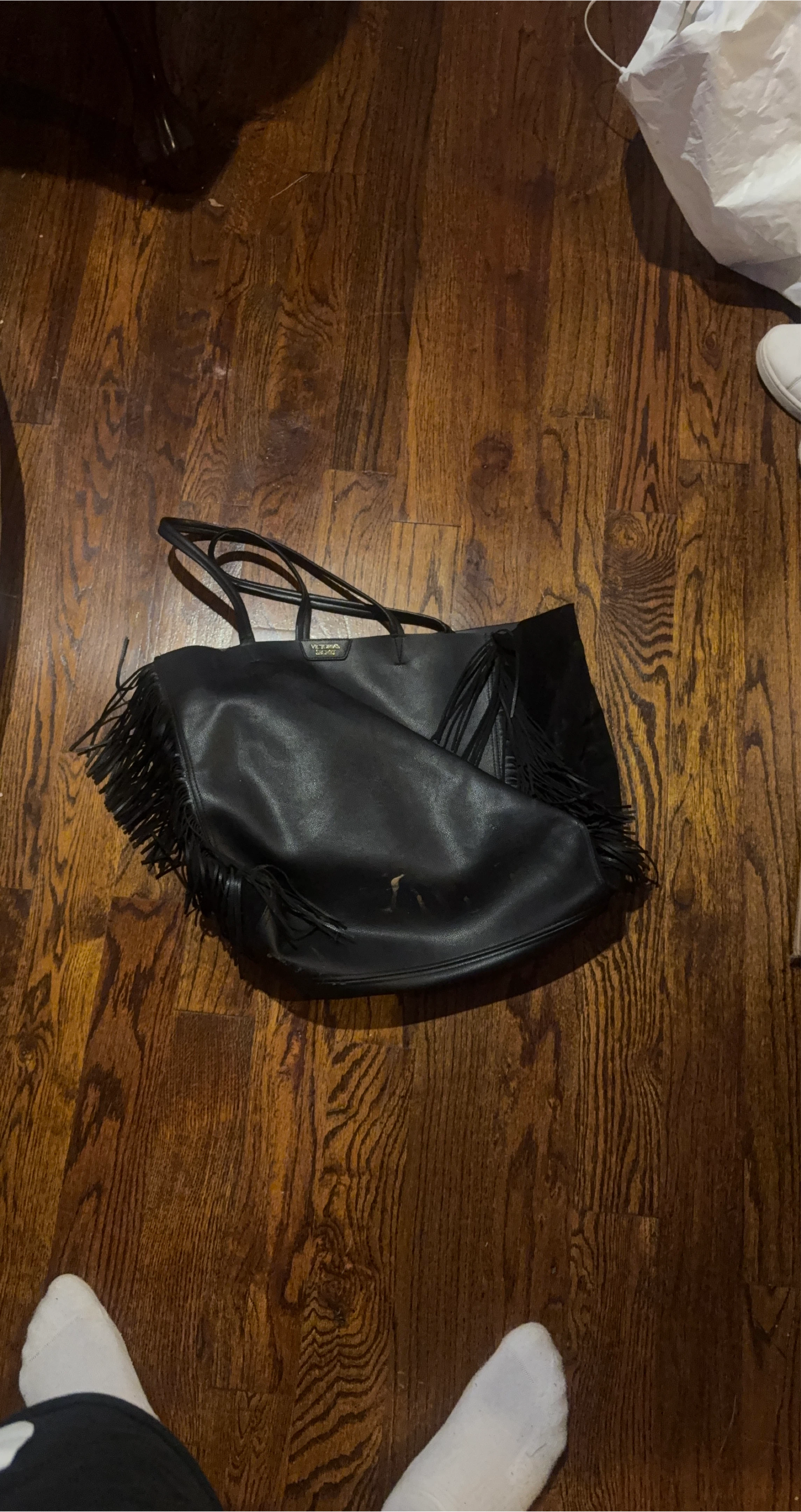Victoria's Secret Black Fringe Tote Bag image indicator(1)