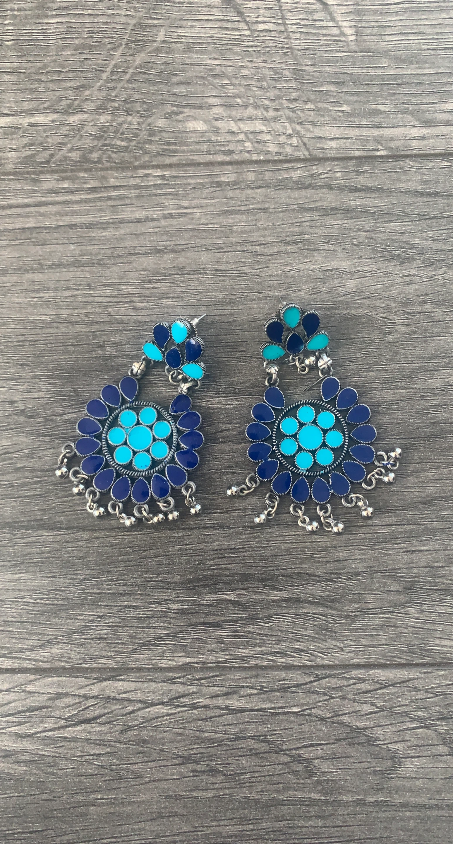 Blue Floral Drop Earrings thumbnail