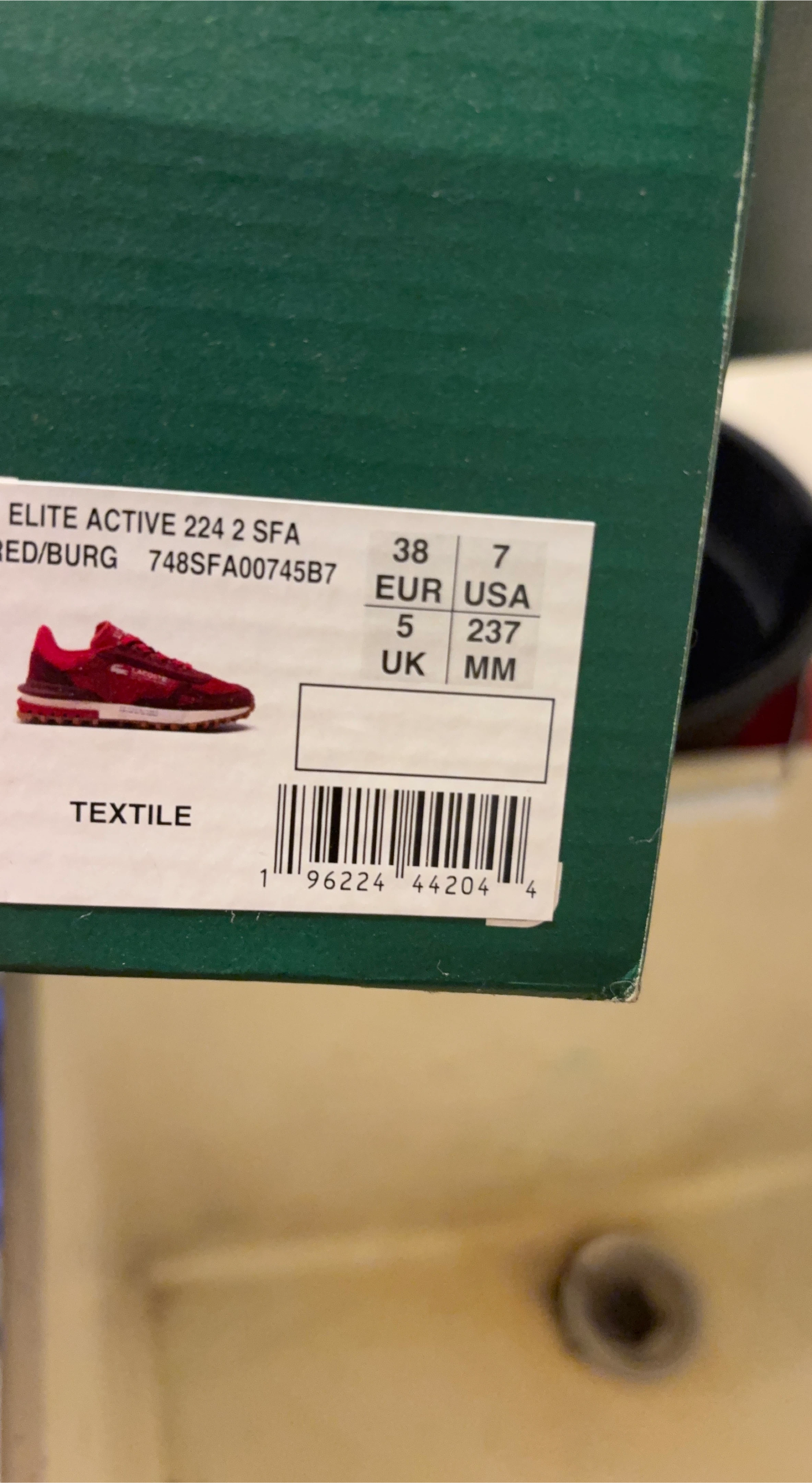 Lacoste Elite Active Red Sneakers - US 7