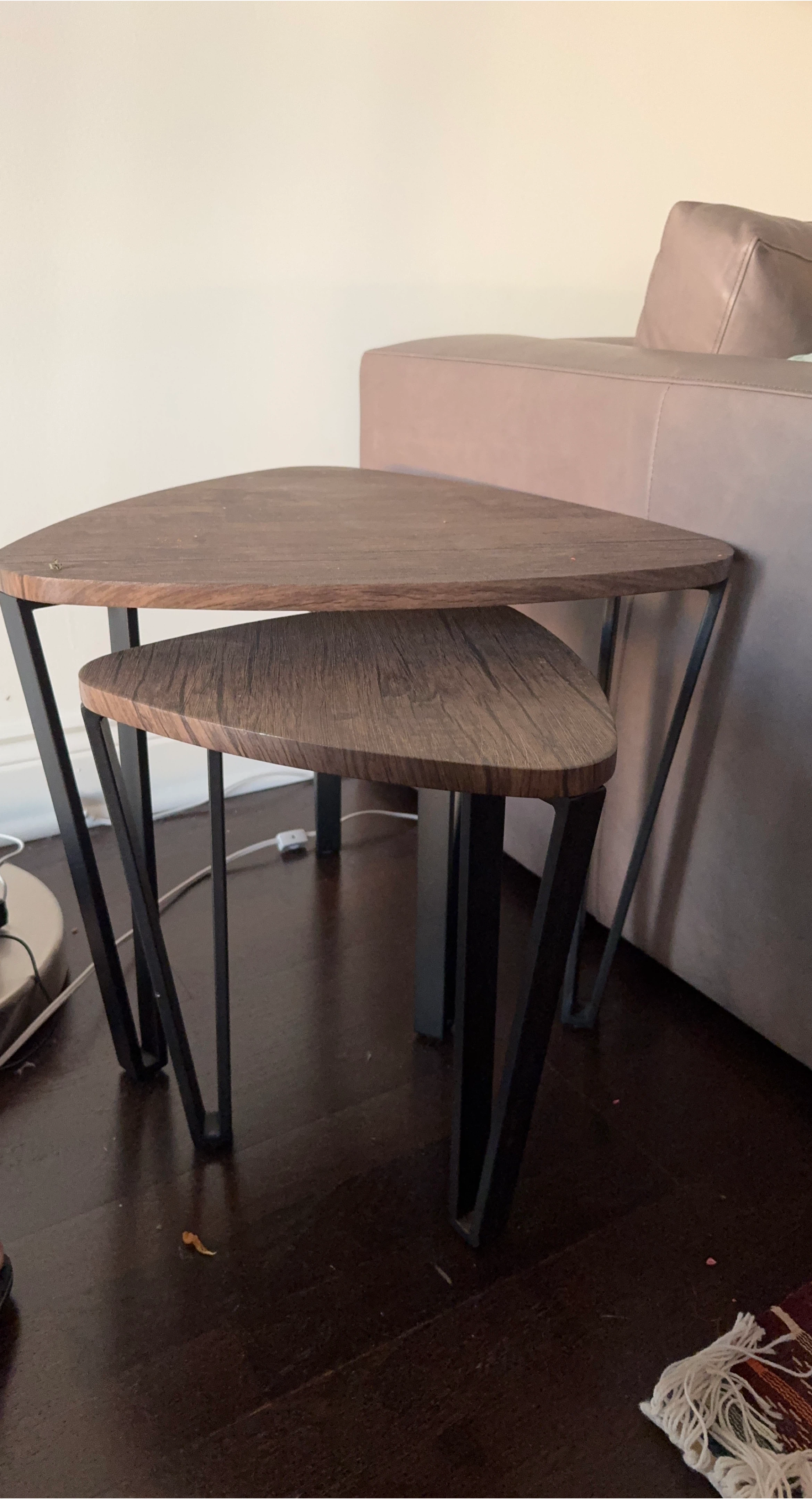 Nesting Tables - Wood & Black Metal thumbnail