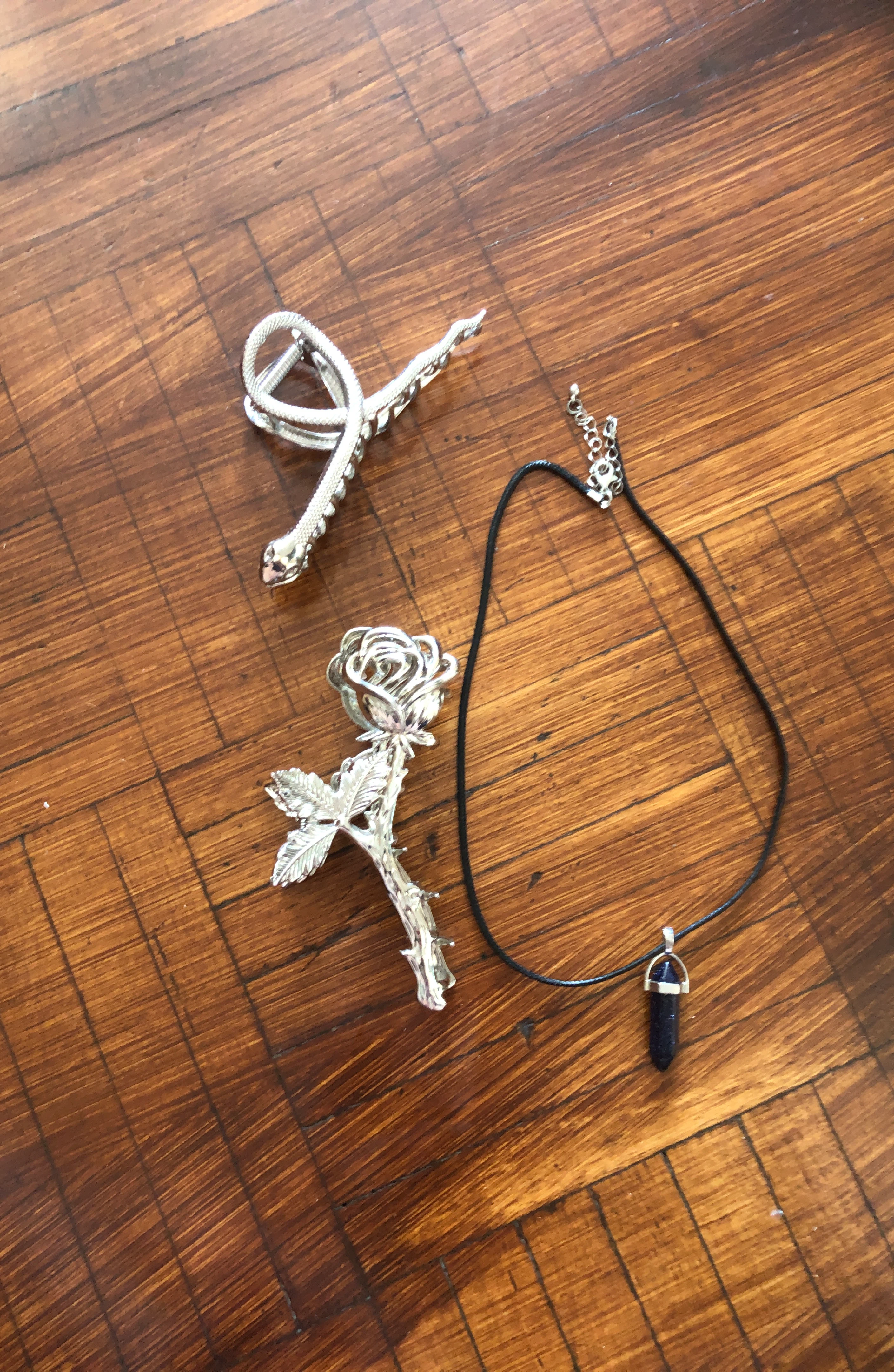 Silver Snake & Rose Pendant Necklaces thumbnail
