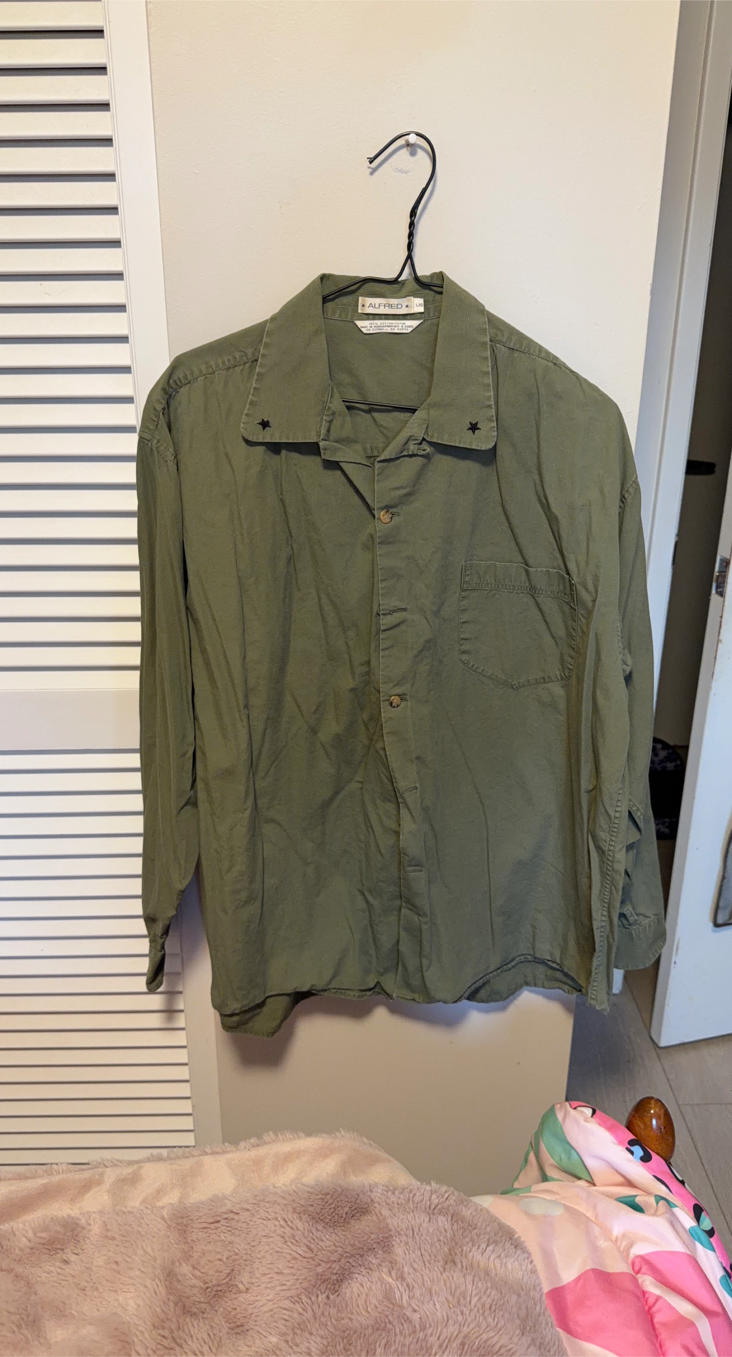 Alfred Olive Green Button-Up Shirt - Size L thumbnail