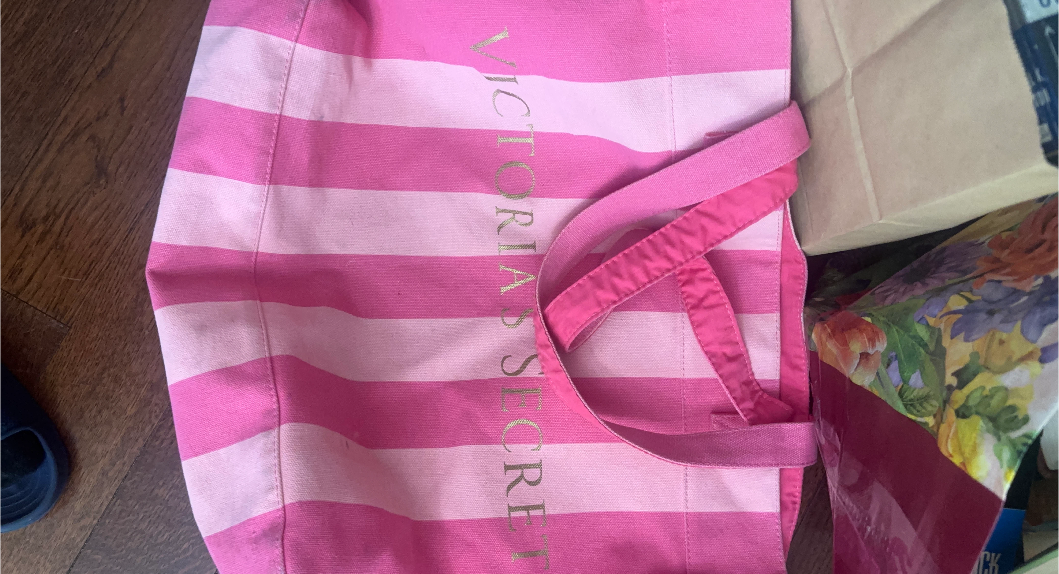 Victoria's Secret Pink Striped Tote Bag thumbnail