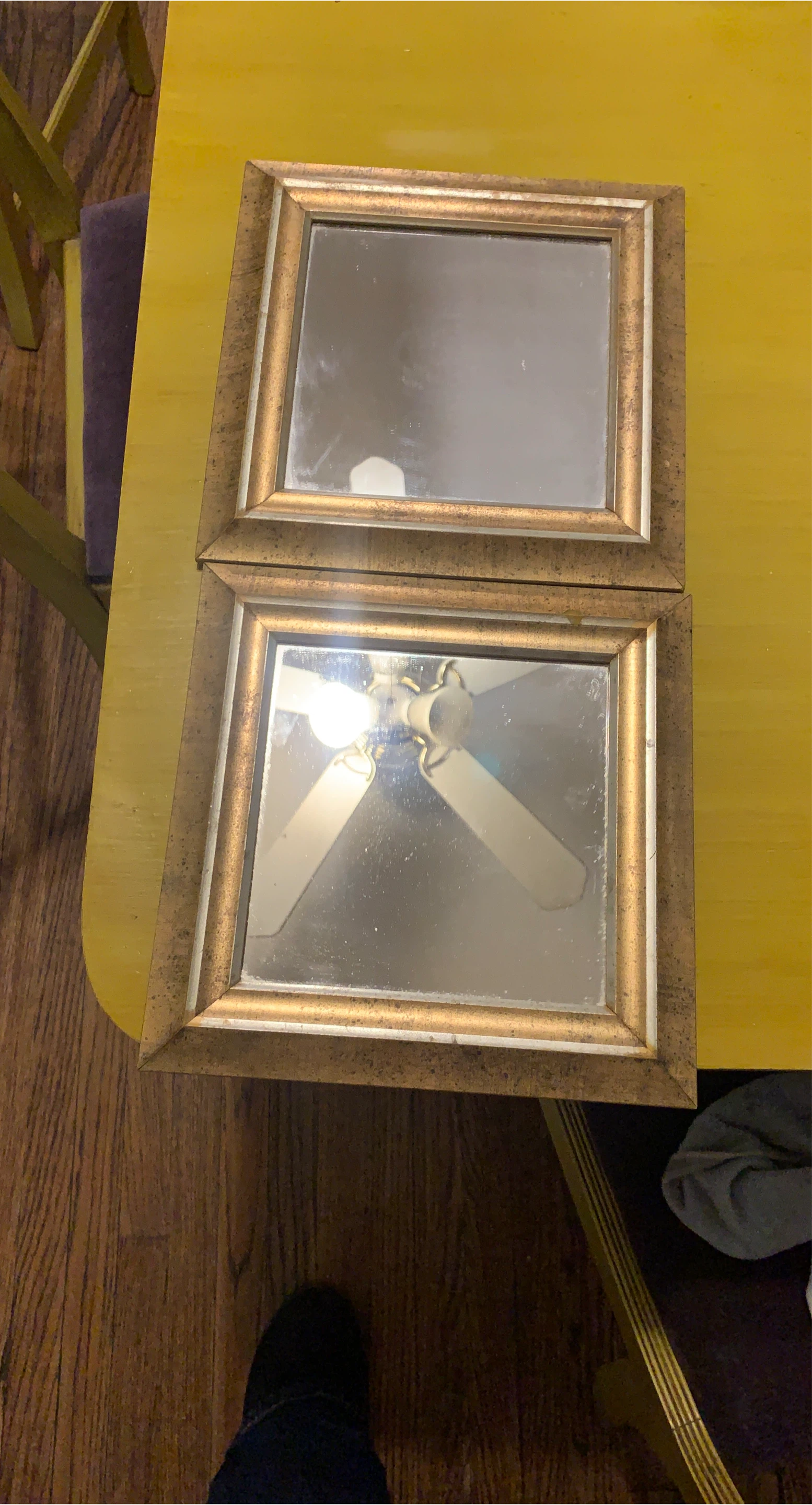 Set of 2 Gold Framed Mirrors thumbnail