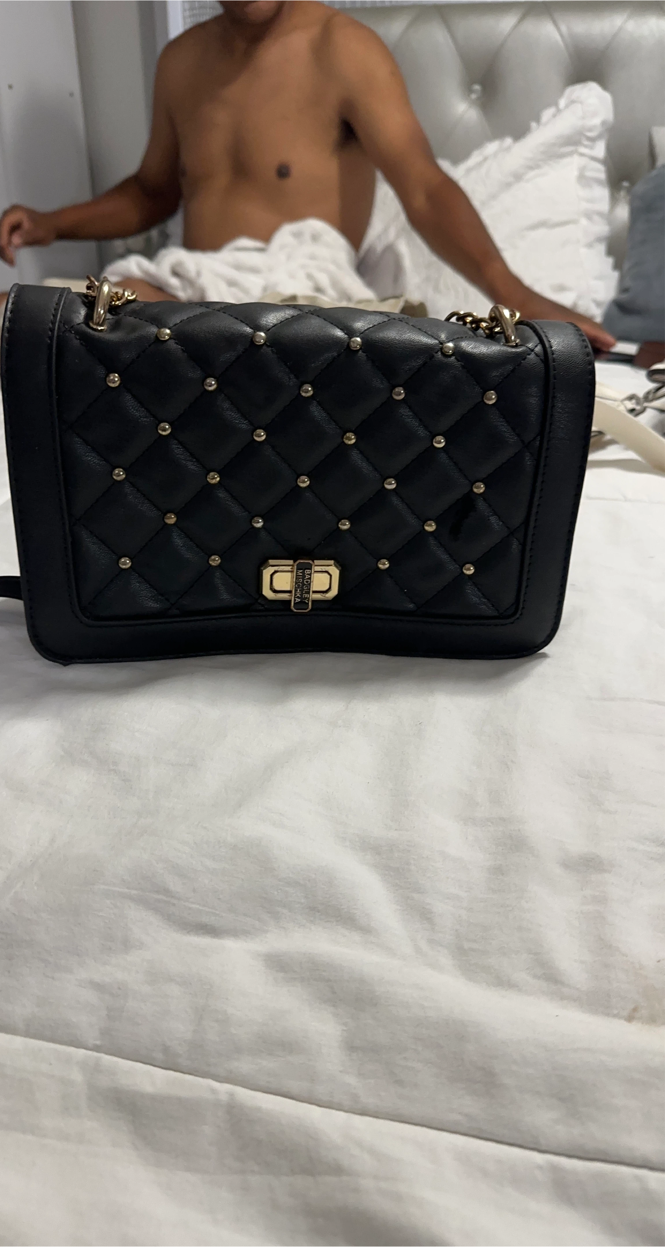Badgley Mischka Black Quilted Crossbody Bag