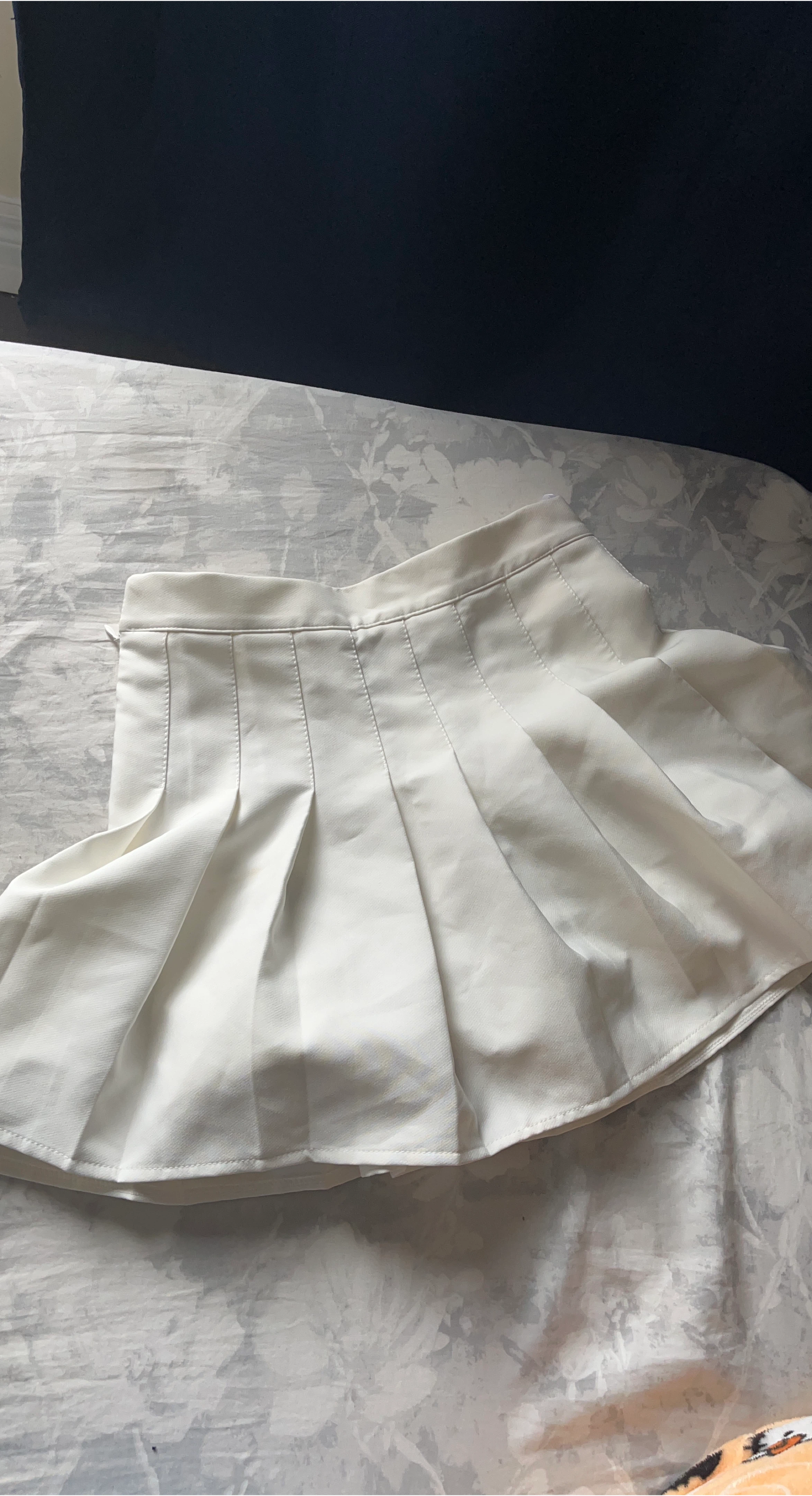 White Pleated Mini Skirt - Size Small