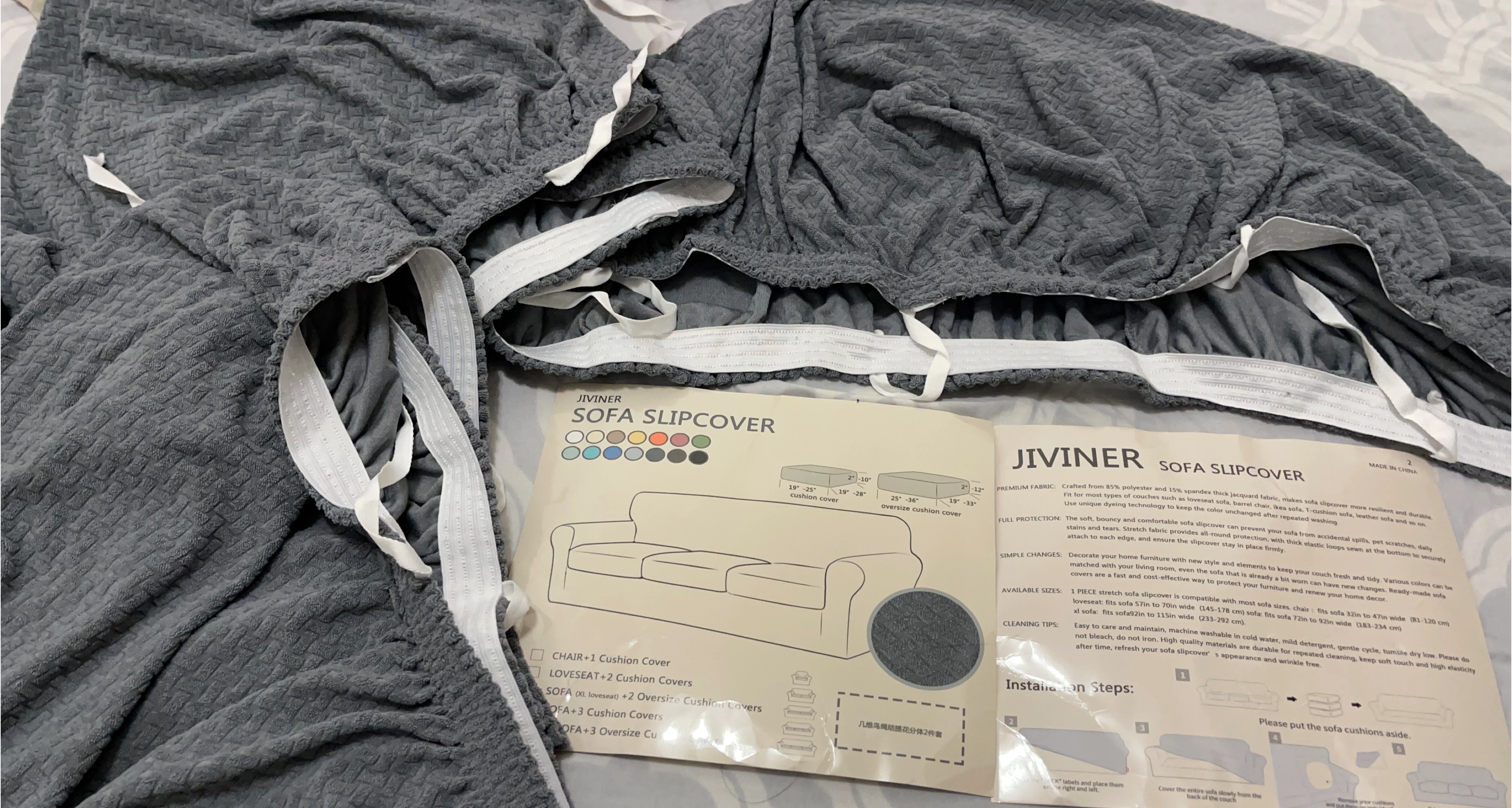 Brand new 3 sofa seat cover only , Jiviner Sofa Slipcover - Grey thumbnail
