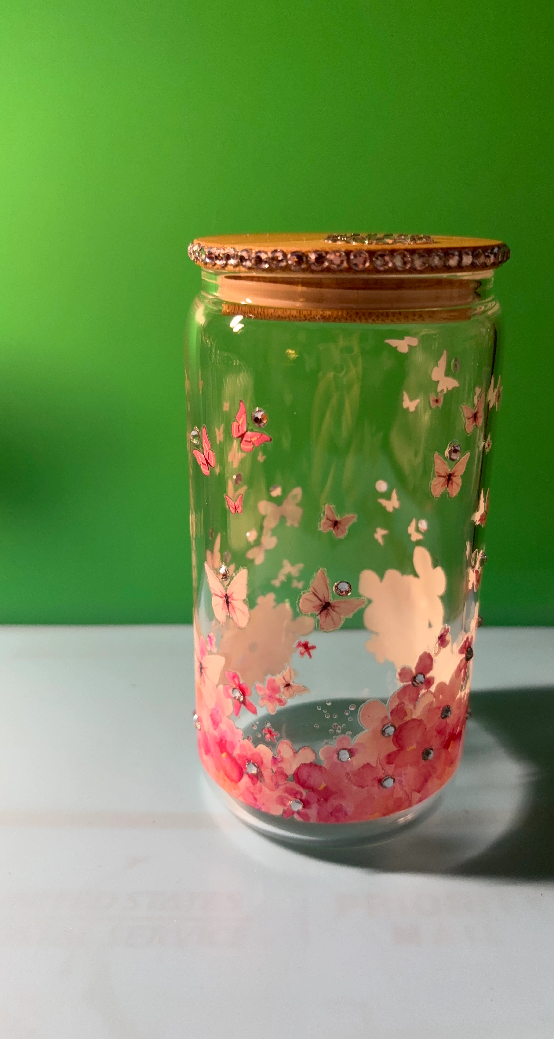 Butterfly Flower Glass Tumbler thumbnail