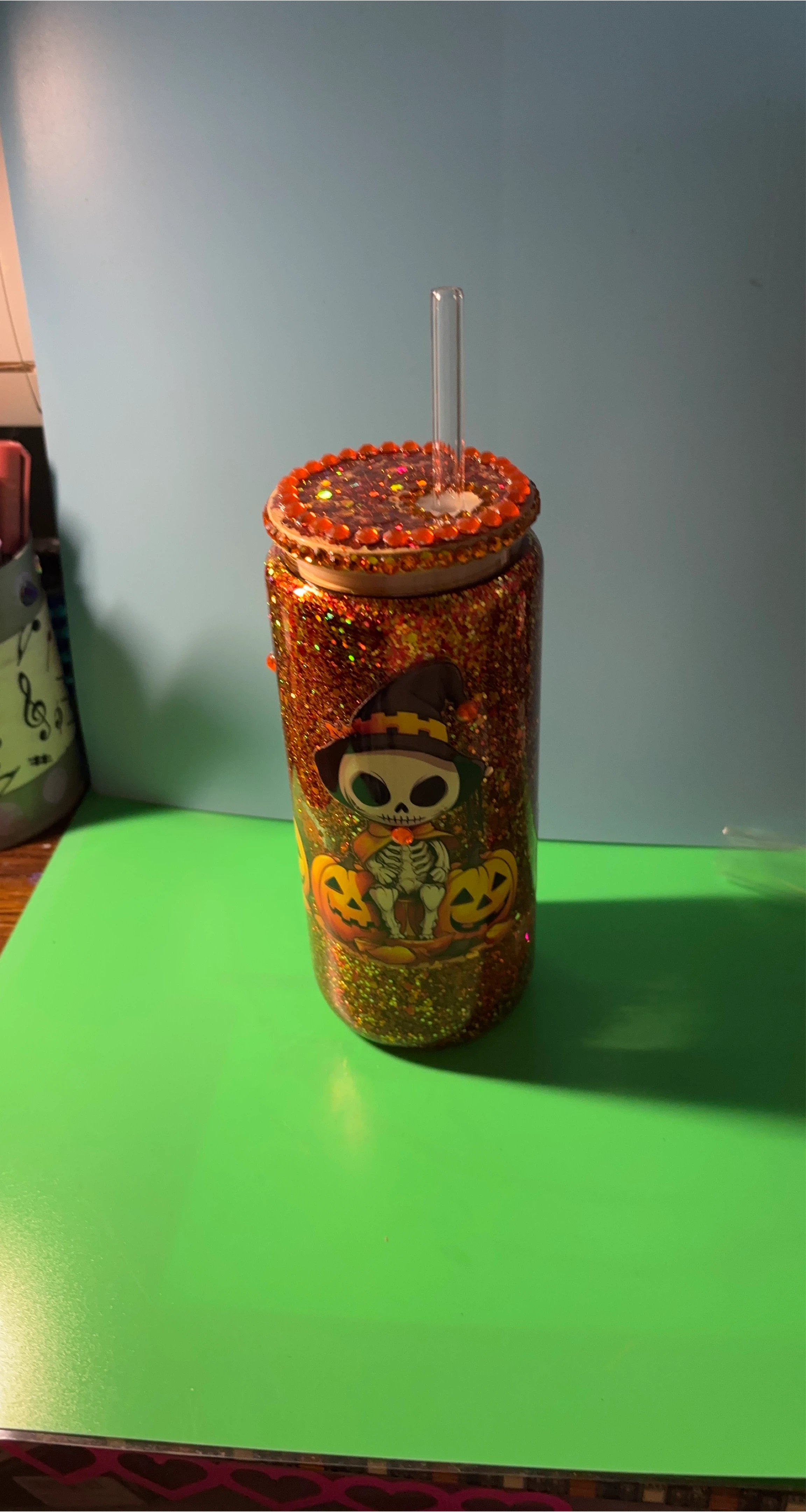 Halloween Skeleton 20oz Snow Globe Tumbler thumbnail