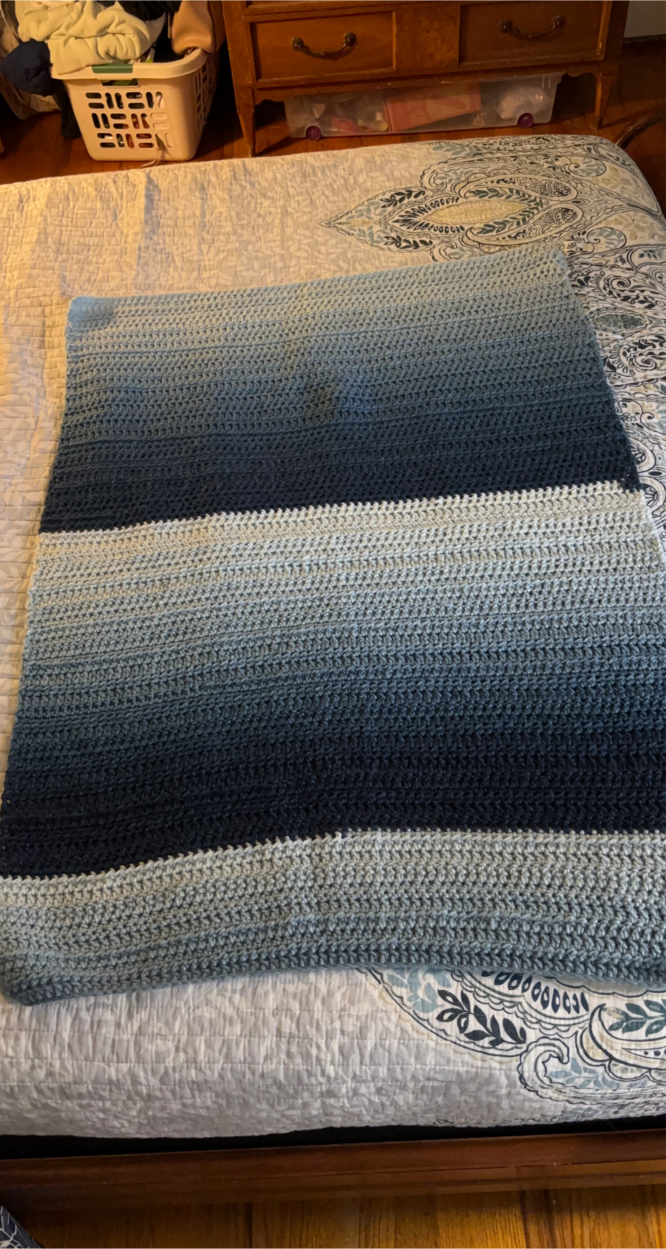 Handmade Blue Ombre Crochet Baby Blanket thumbnail