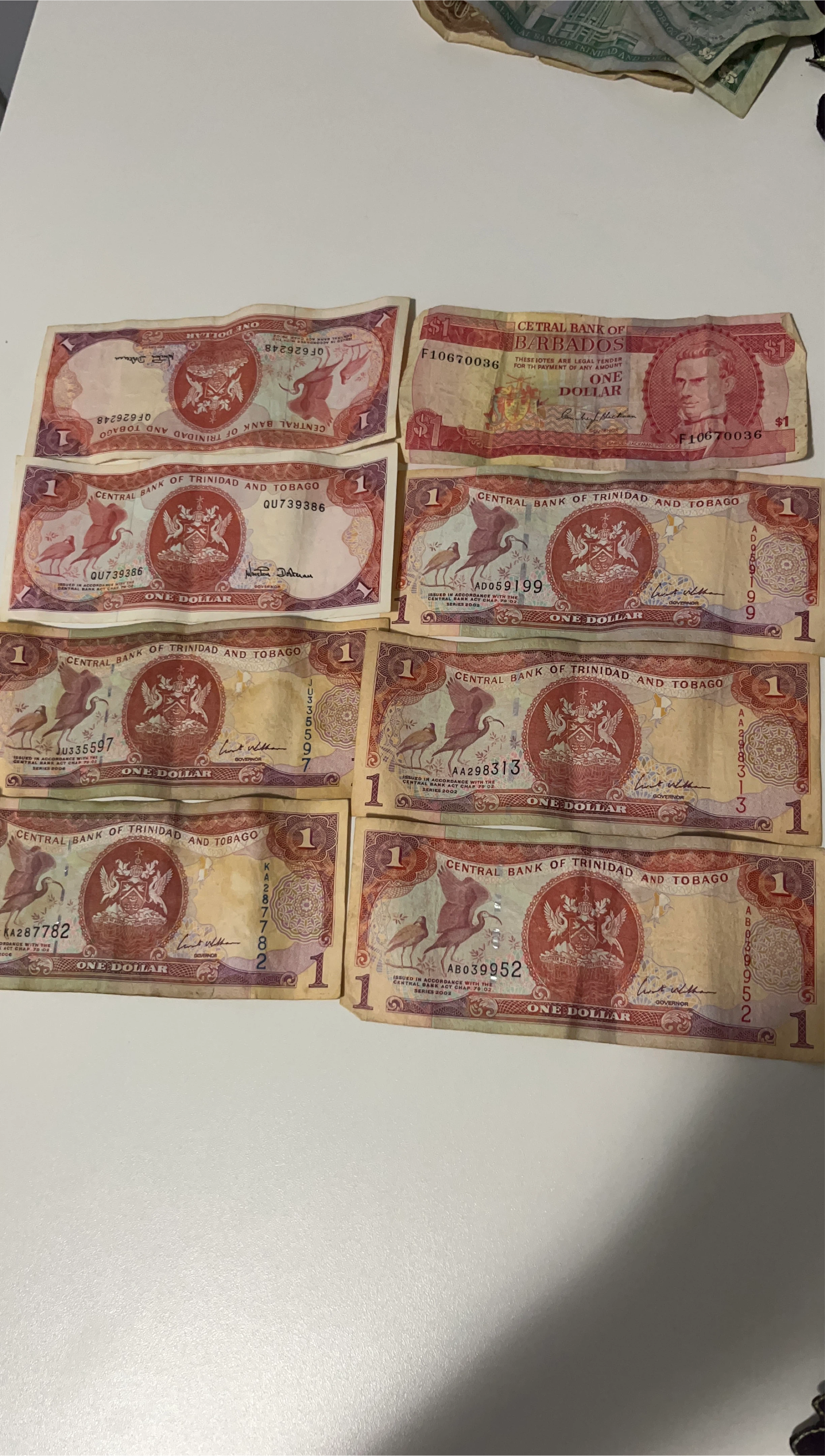 Trinidad & Tobago/Barbados One Dollar Bills thumbnail