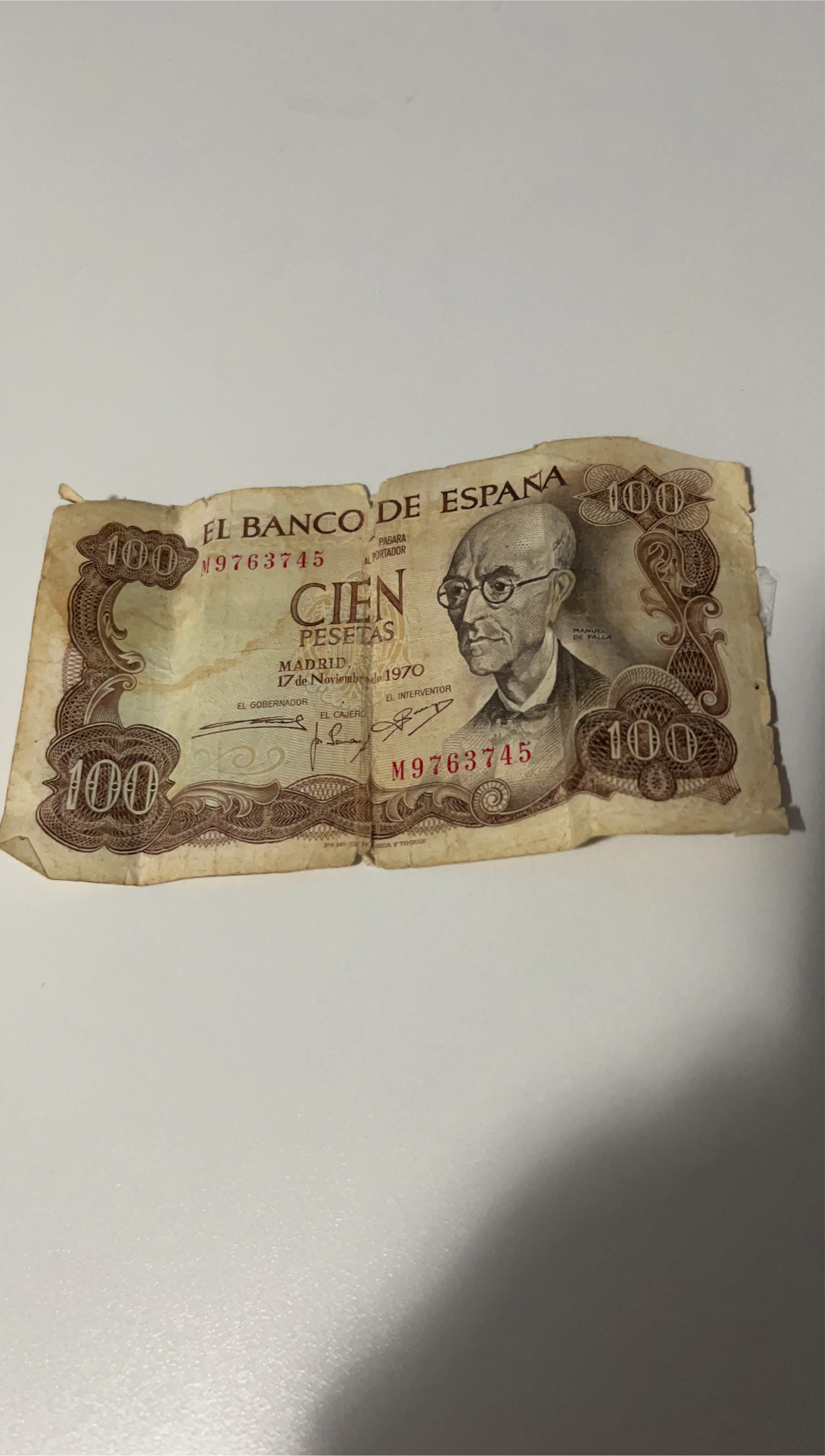 Old Spanish 100 Pesetas Banknote thumbnail