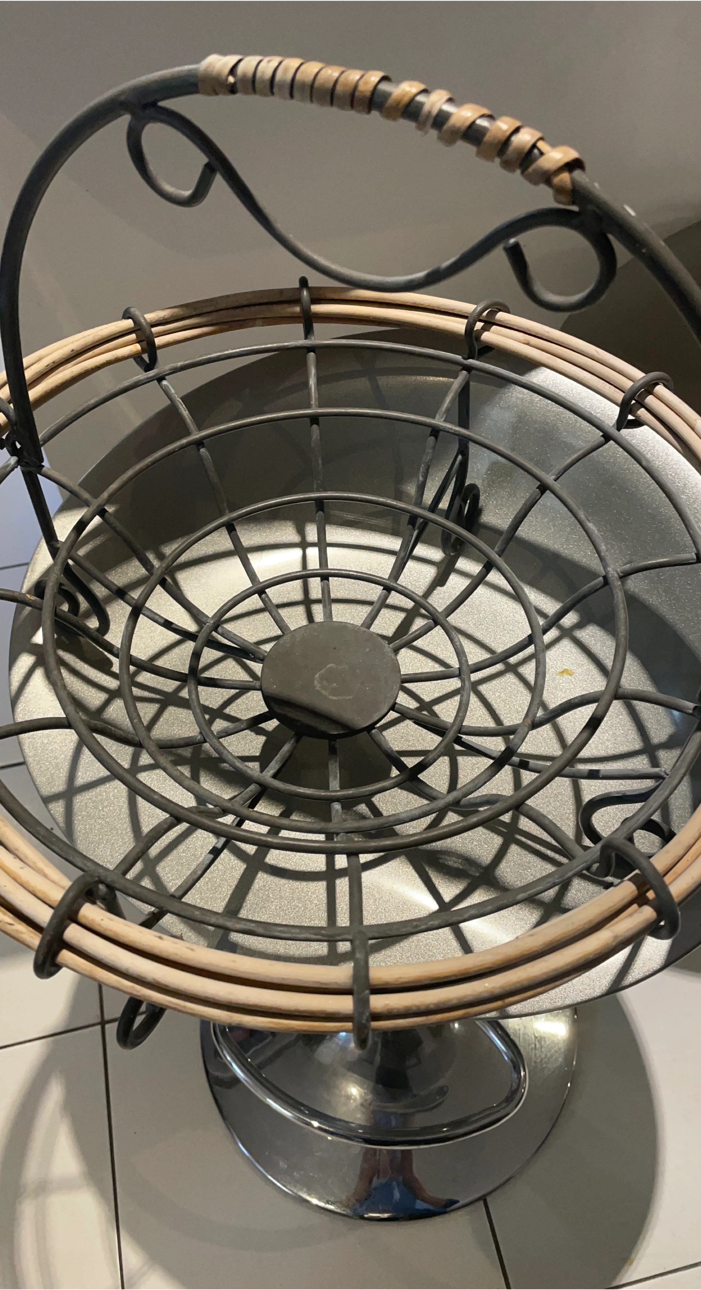 Metal & Wood Fruit Basket with Handle thumbnail