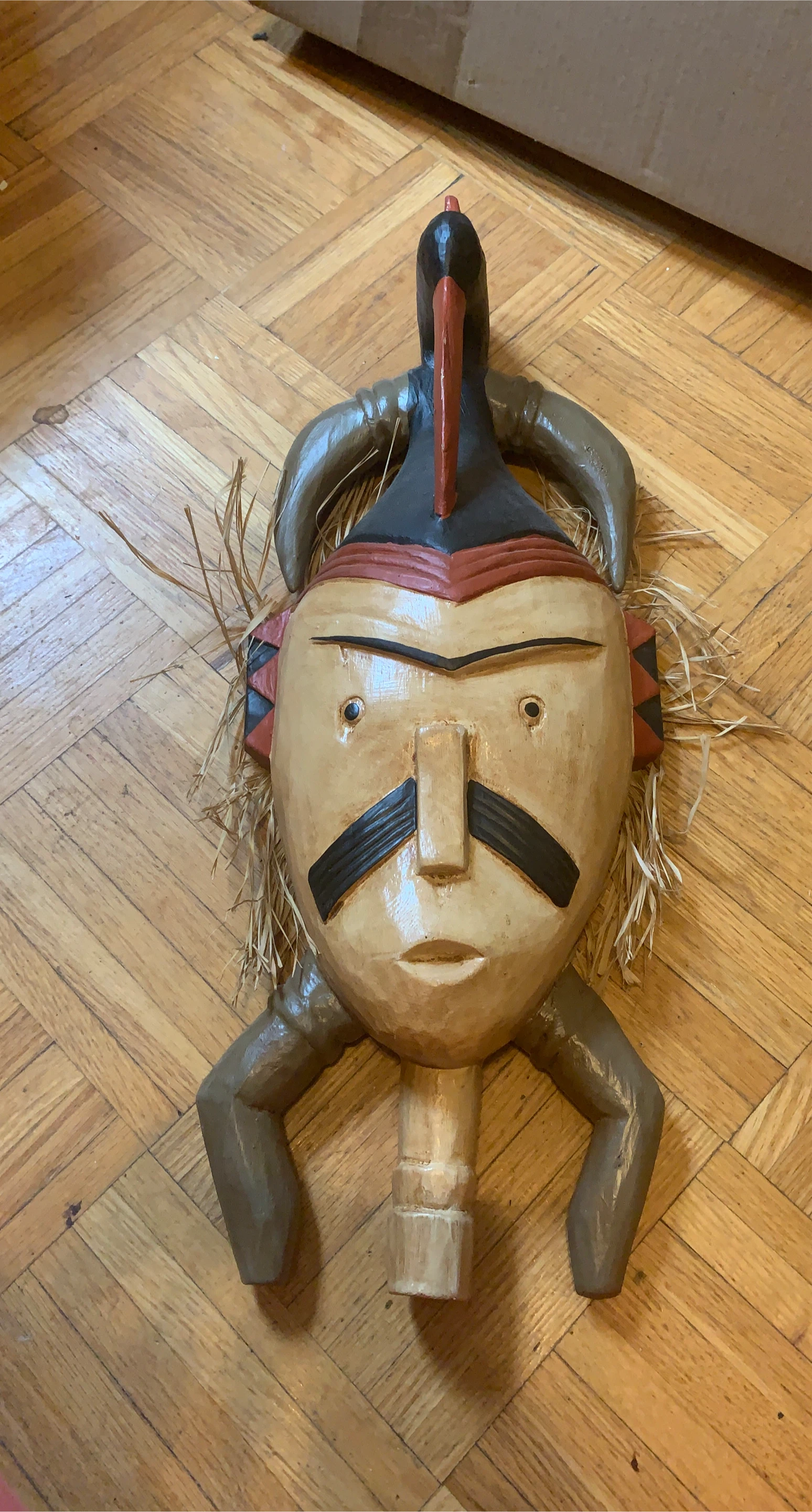 Unique Hand Carved Wood Mask thumbnail
