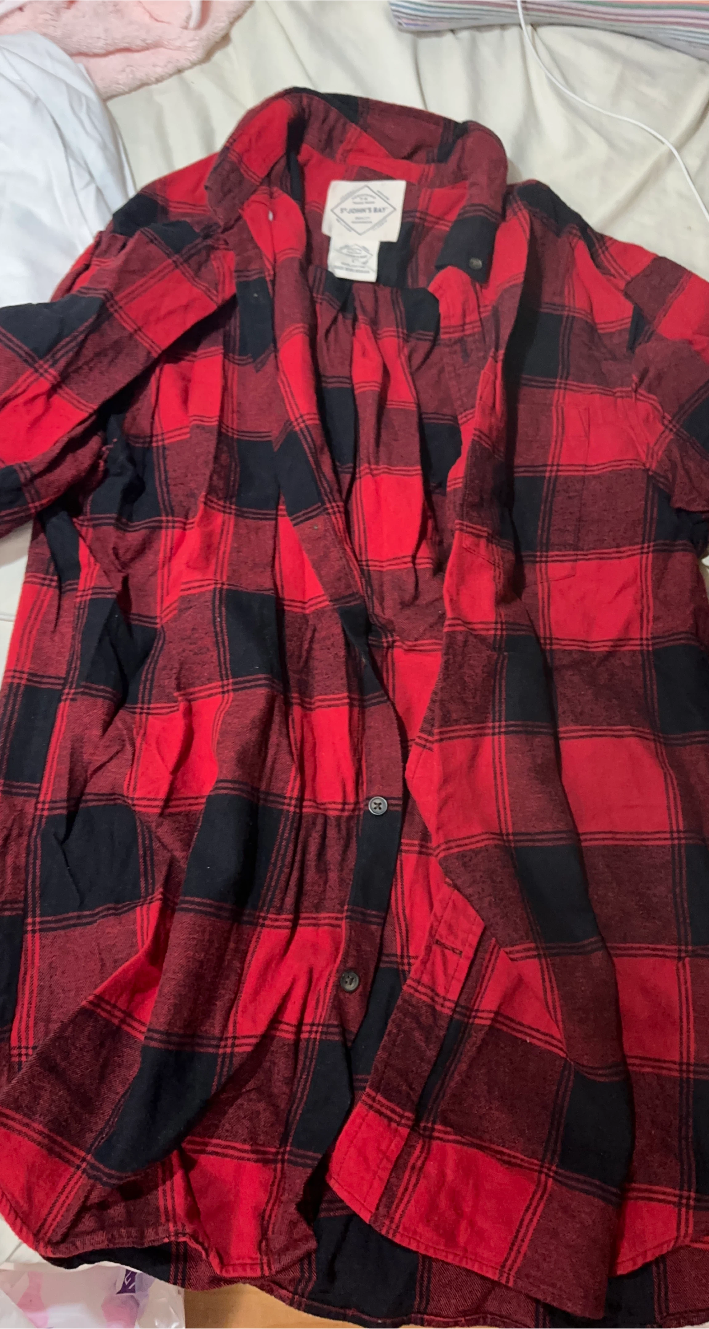 St. John's Bay Red & Black Flannel Shirt thumbnail