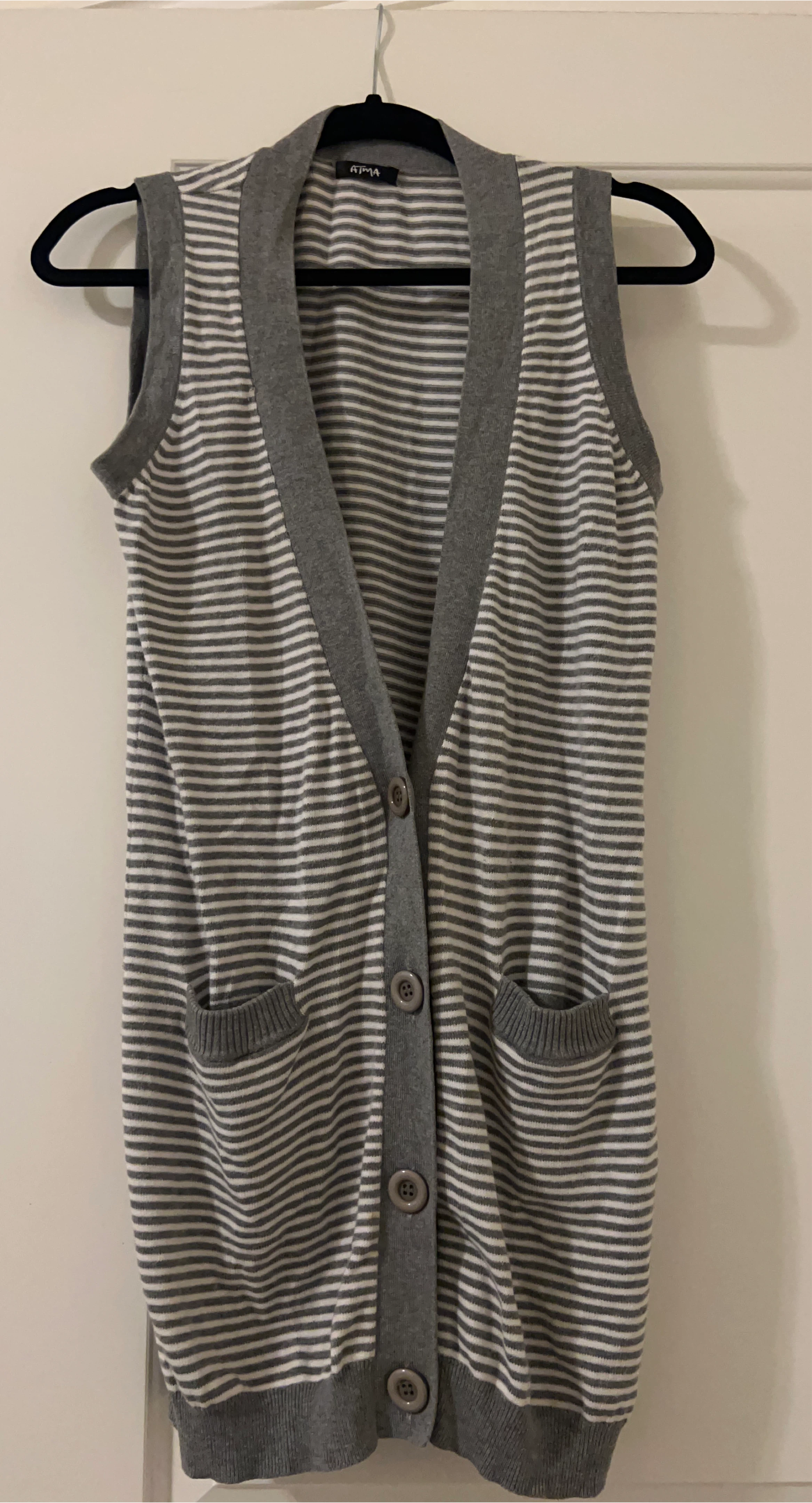 ATMA Striped Sleeveless Cardigan thumbnail