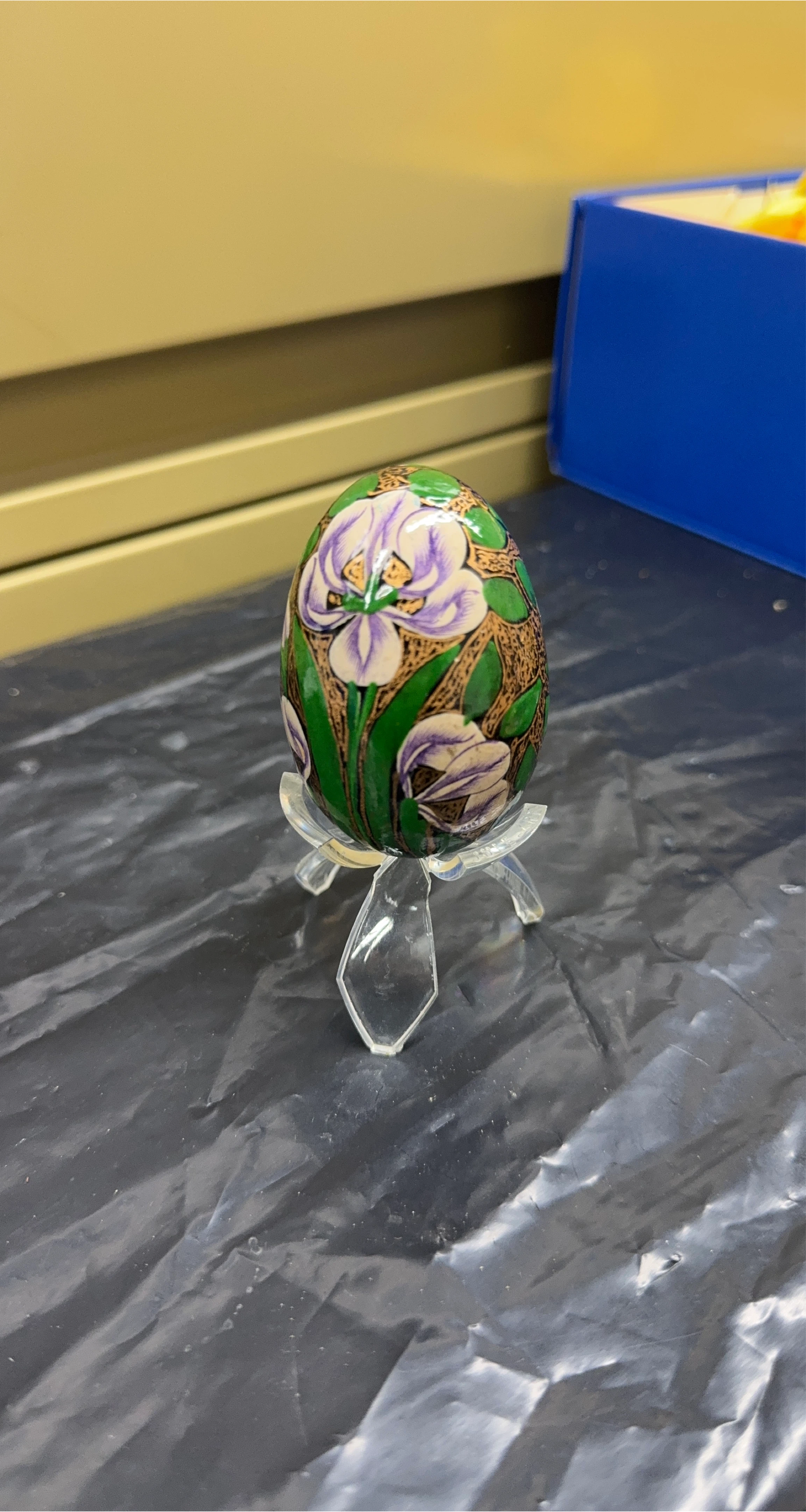 Hand Painted Floral Egg with Stand thumbnail