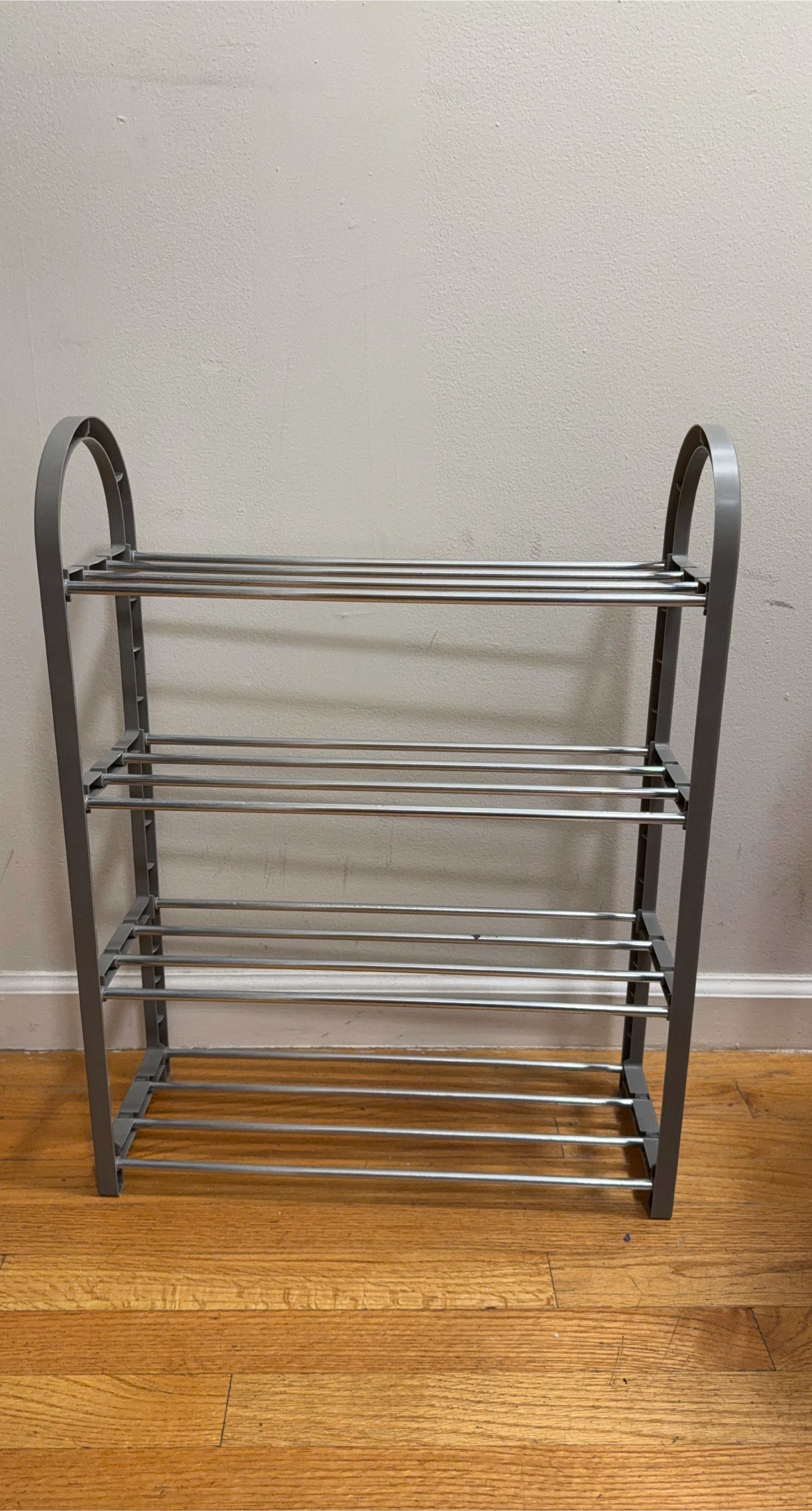 Gray 4-Tier Shoe Rack