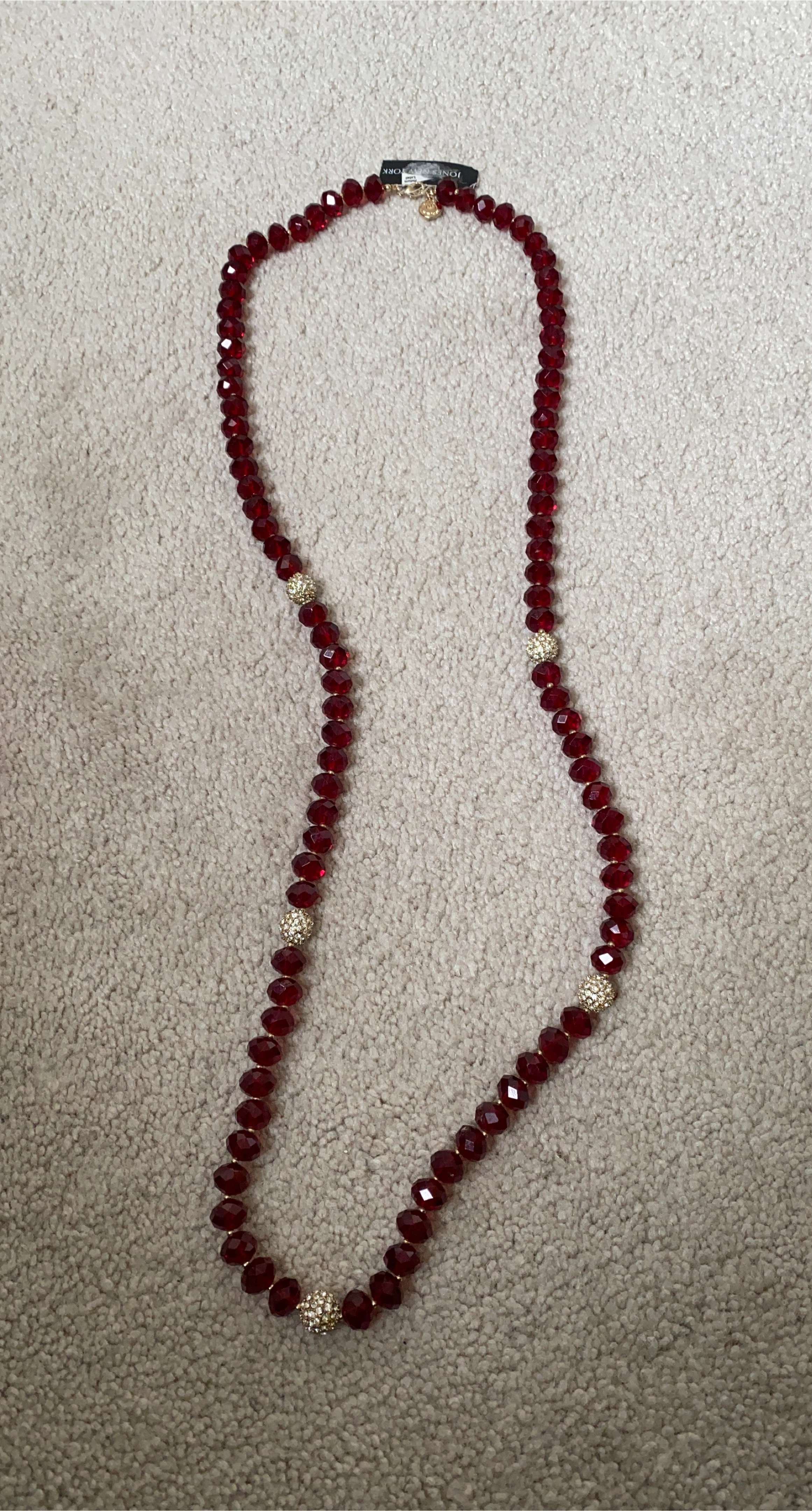 Jones New York Red Beaded Necklace thumbnail