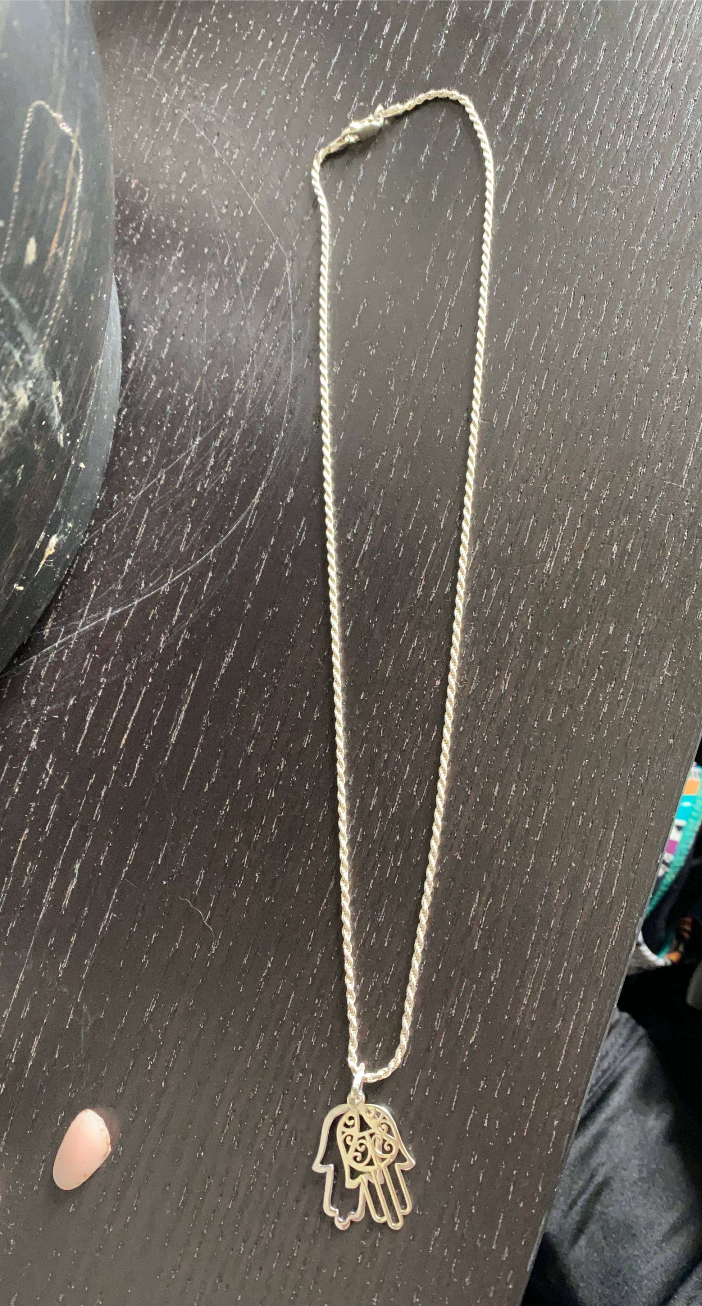 Silver Hamsa Hand Necklace thumbnail