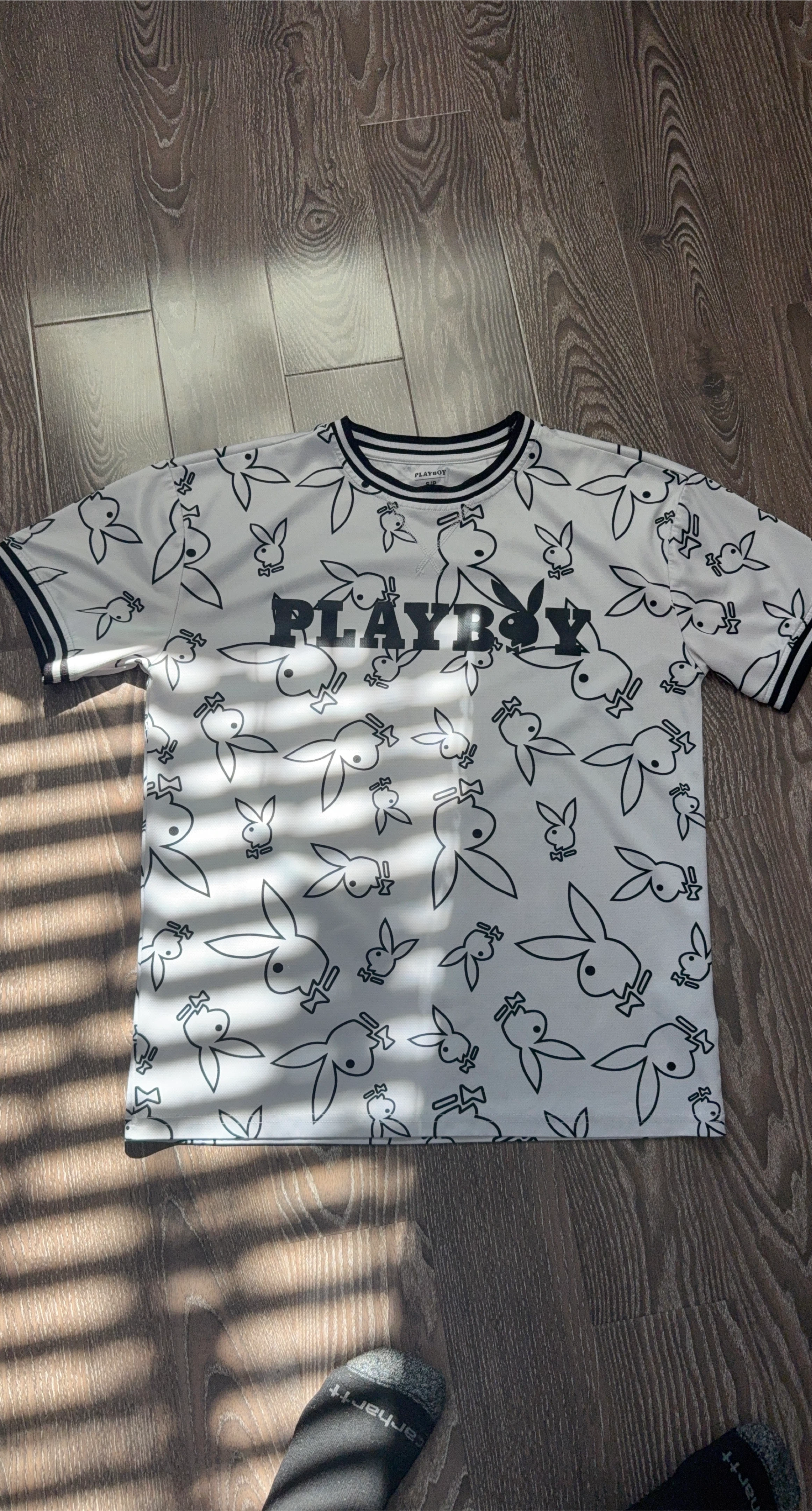 Playboy T-Shirt, White with Bunny Print