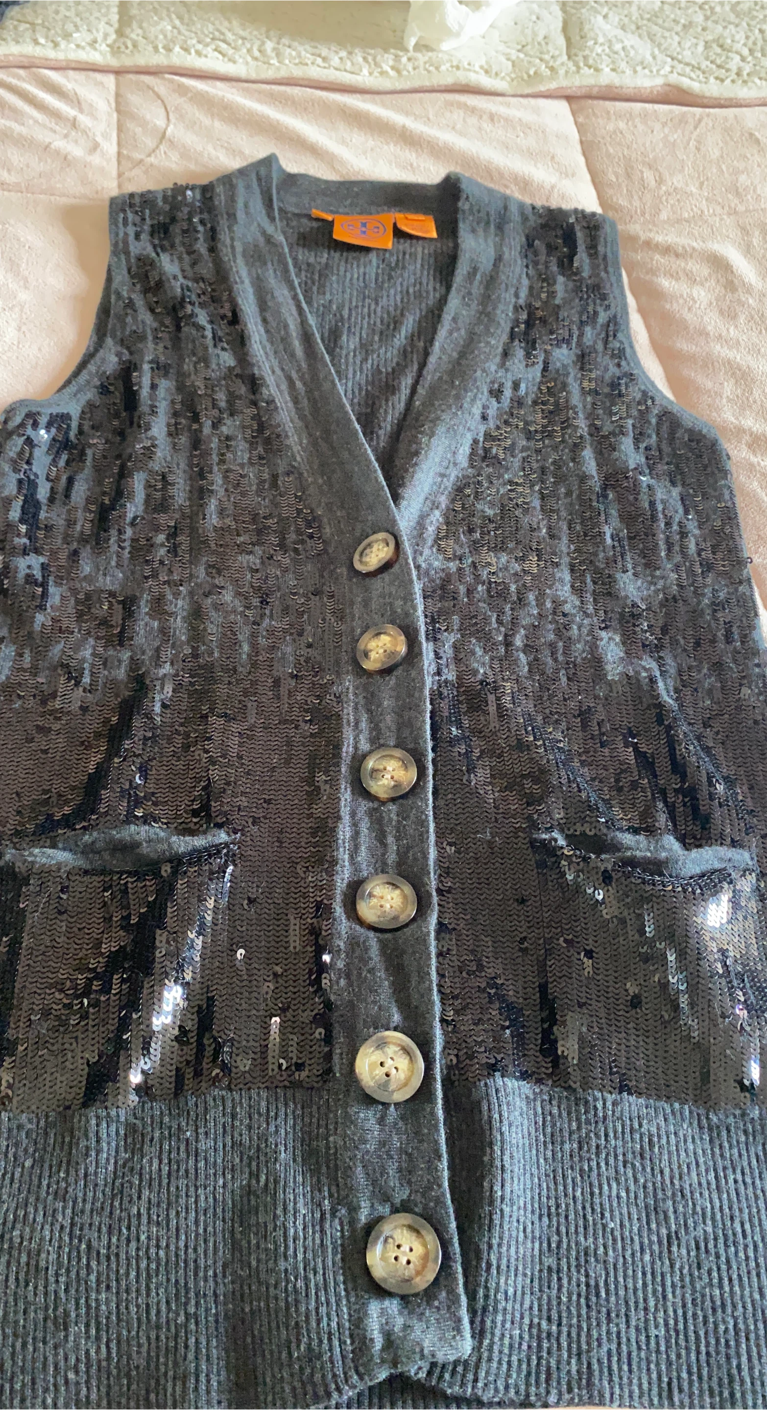 Tory Burch Sequin Embellished Sweater Vest image indicator(1)