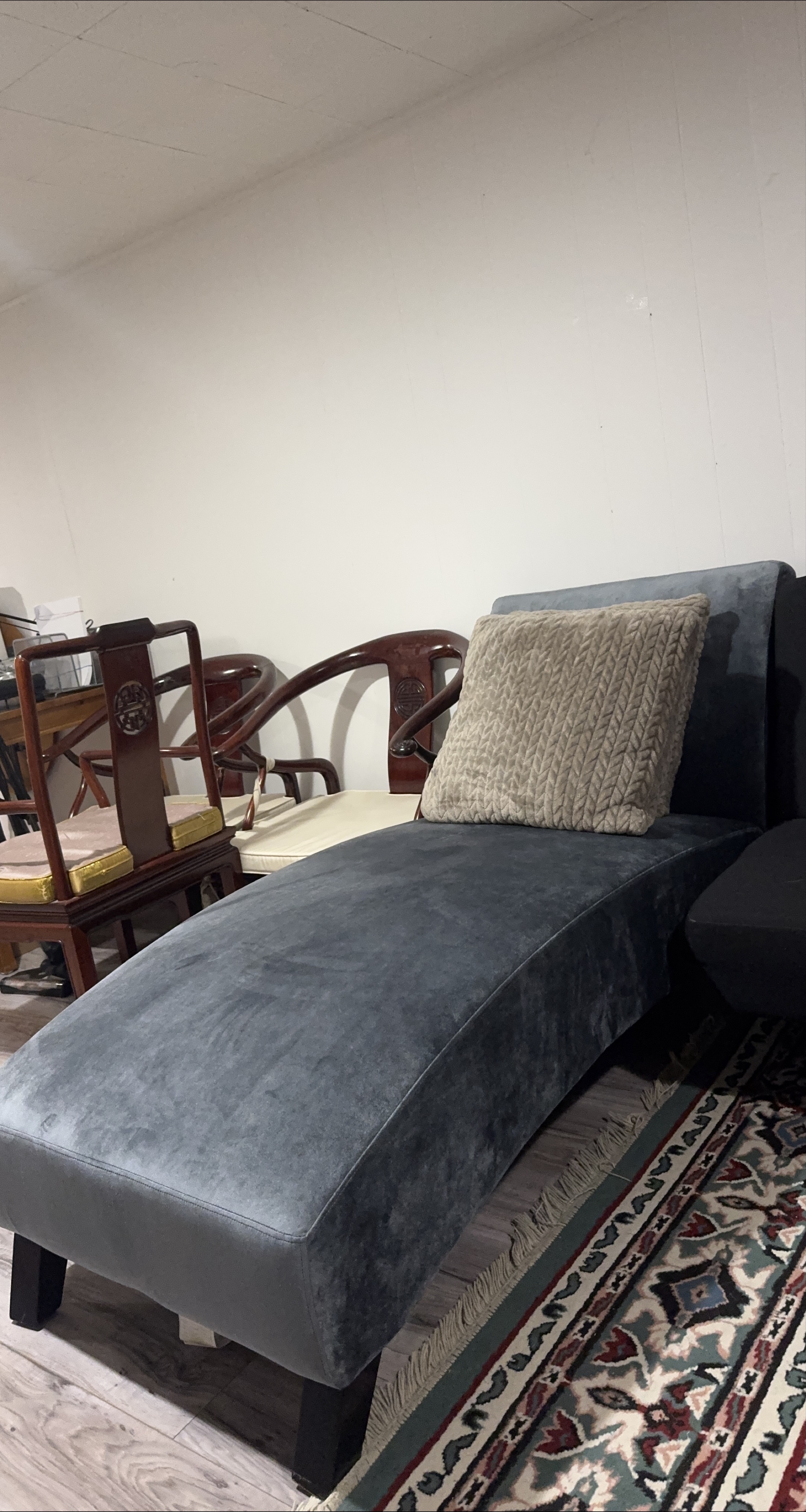 Grey Chaise Lounge with Pillow