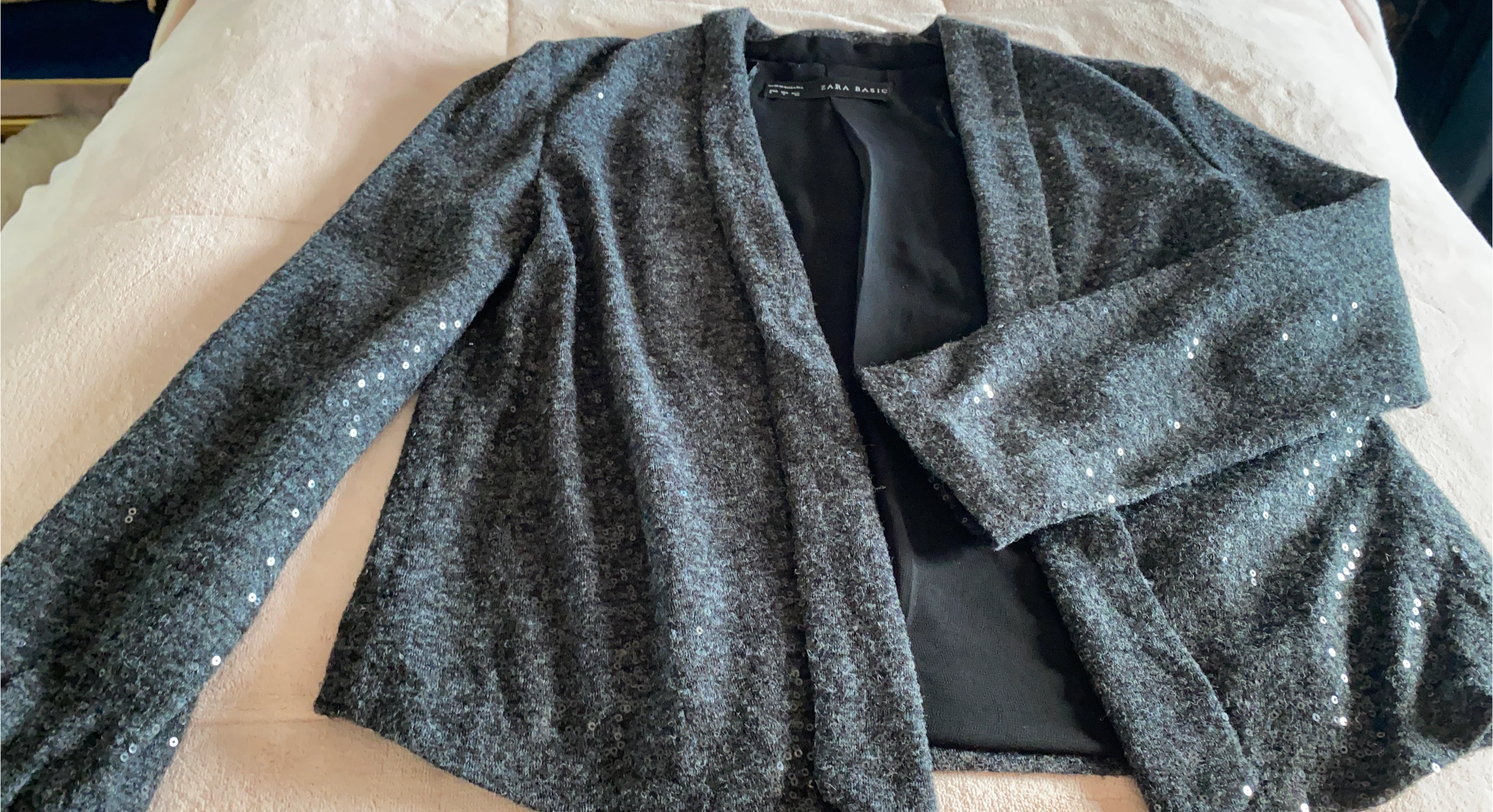 Zara Basic Gray Sequin Cardigan
