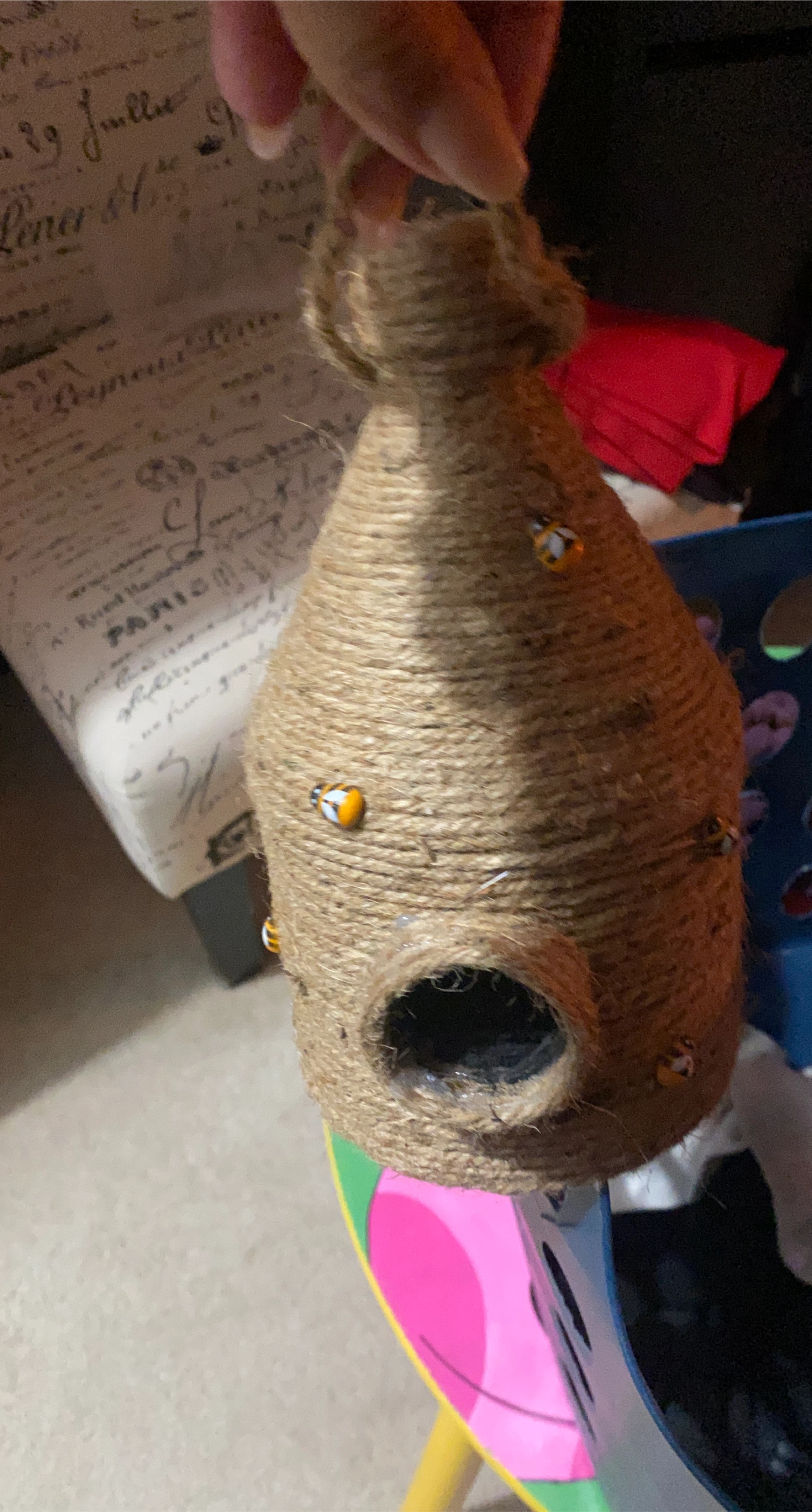 Handmade Twine Beehive with Ladybug Accents thumbnail