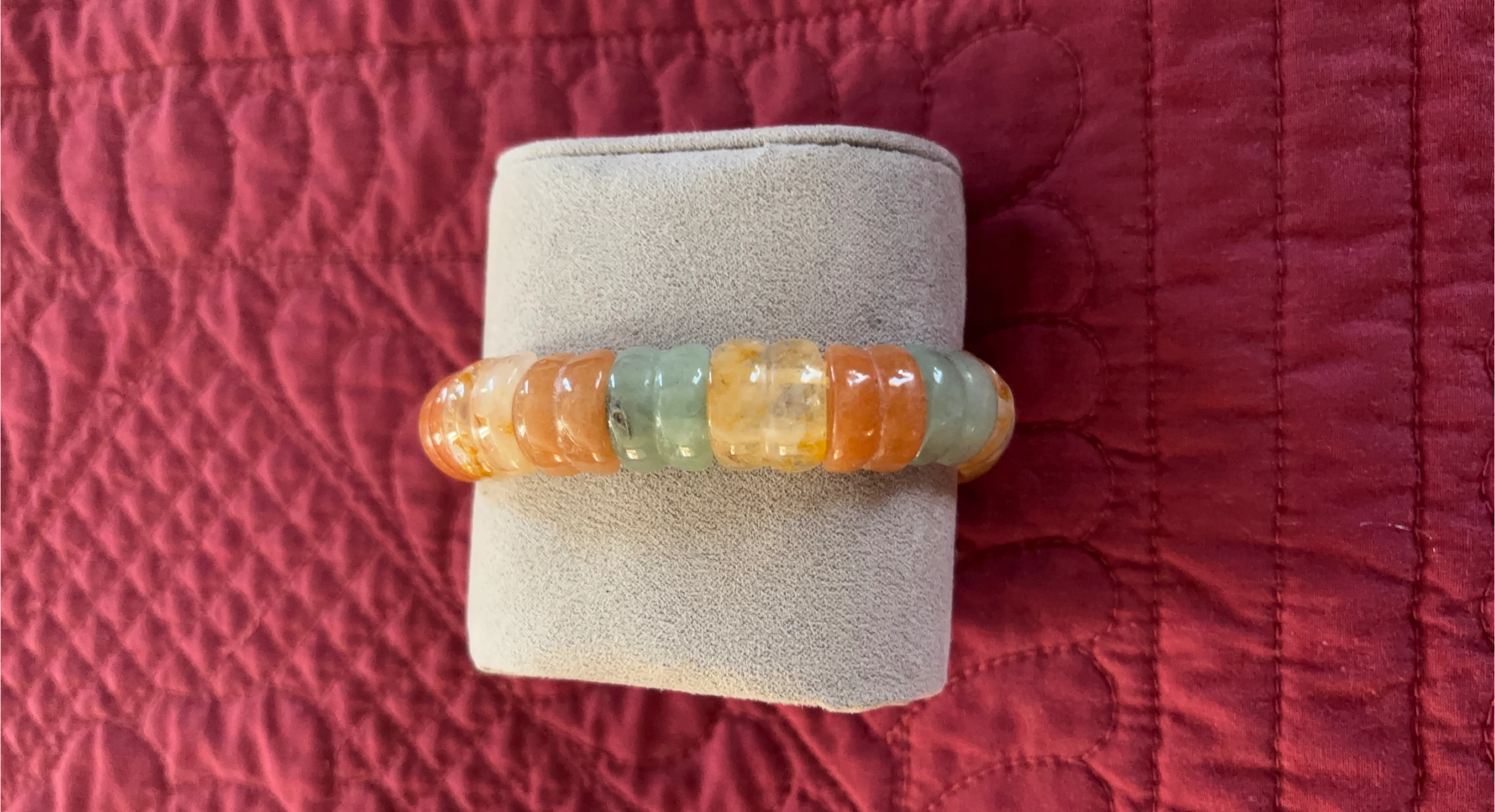 Jade Bracelet - Orange and Green thumbnail