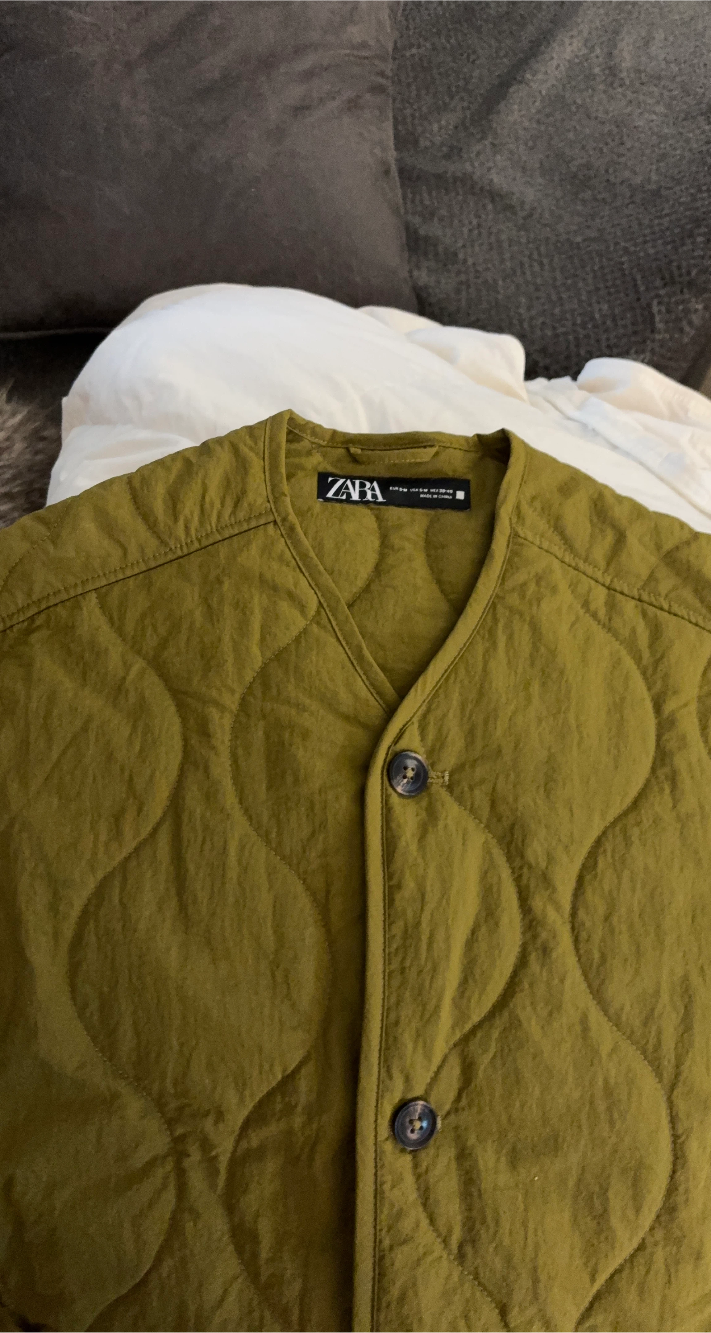 Zara Quilted Jacket - Olive - Size S-M