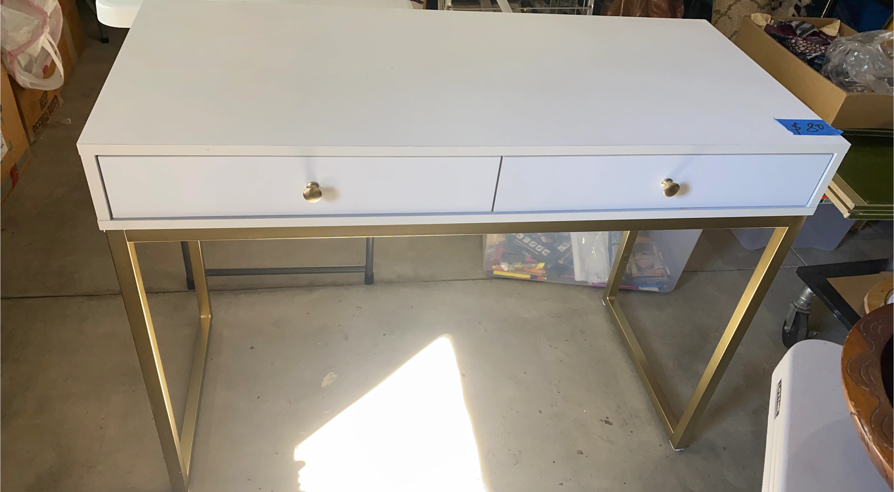 White & Gold Accent Desk
