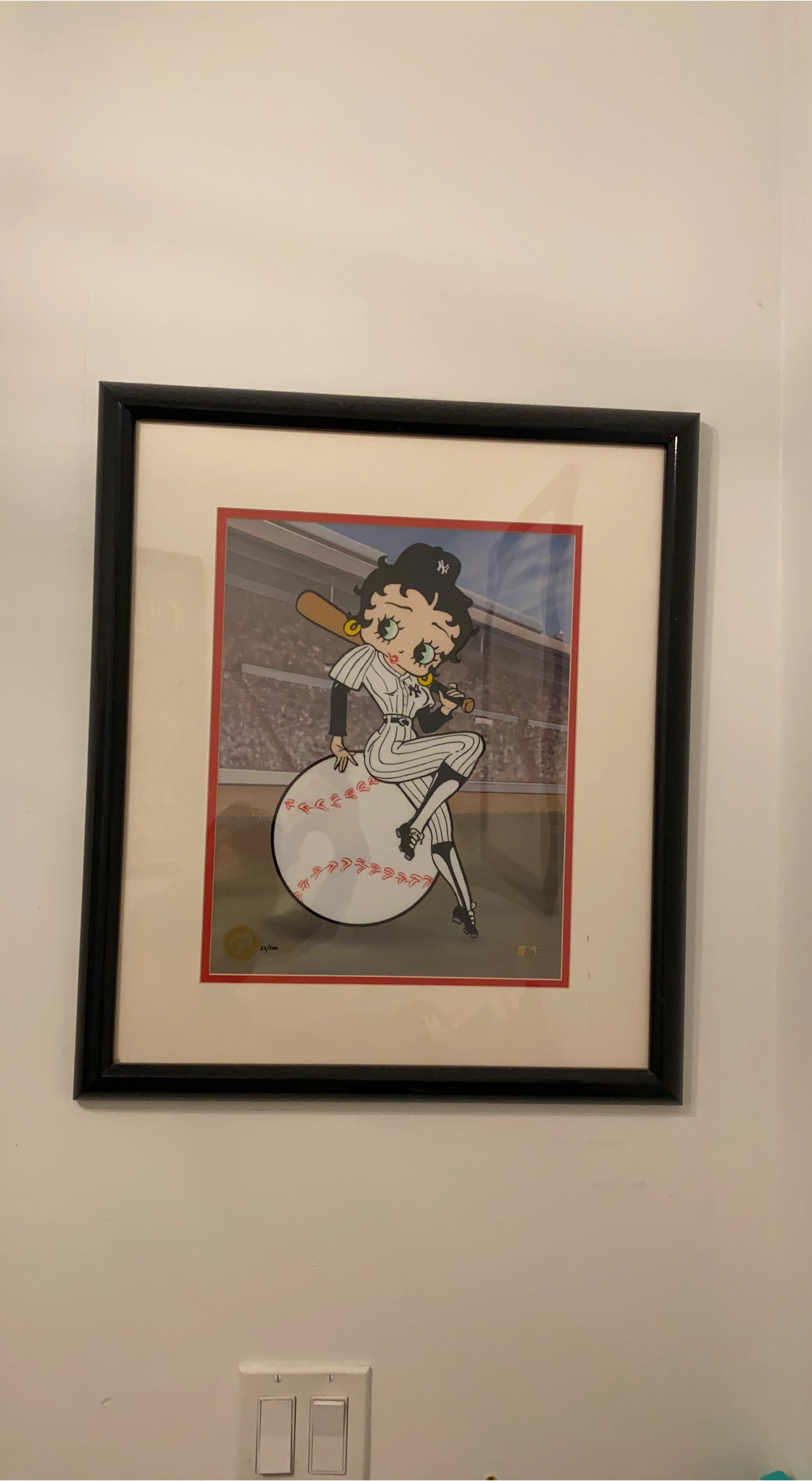 Framed Betty Boop NY Yankees Print thumbnail