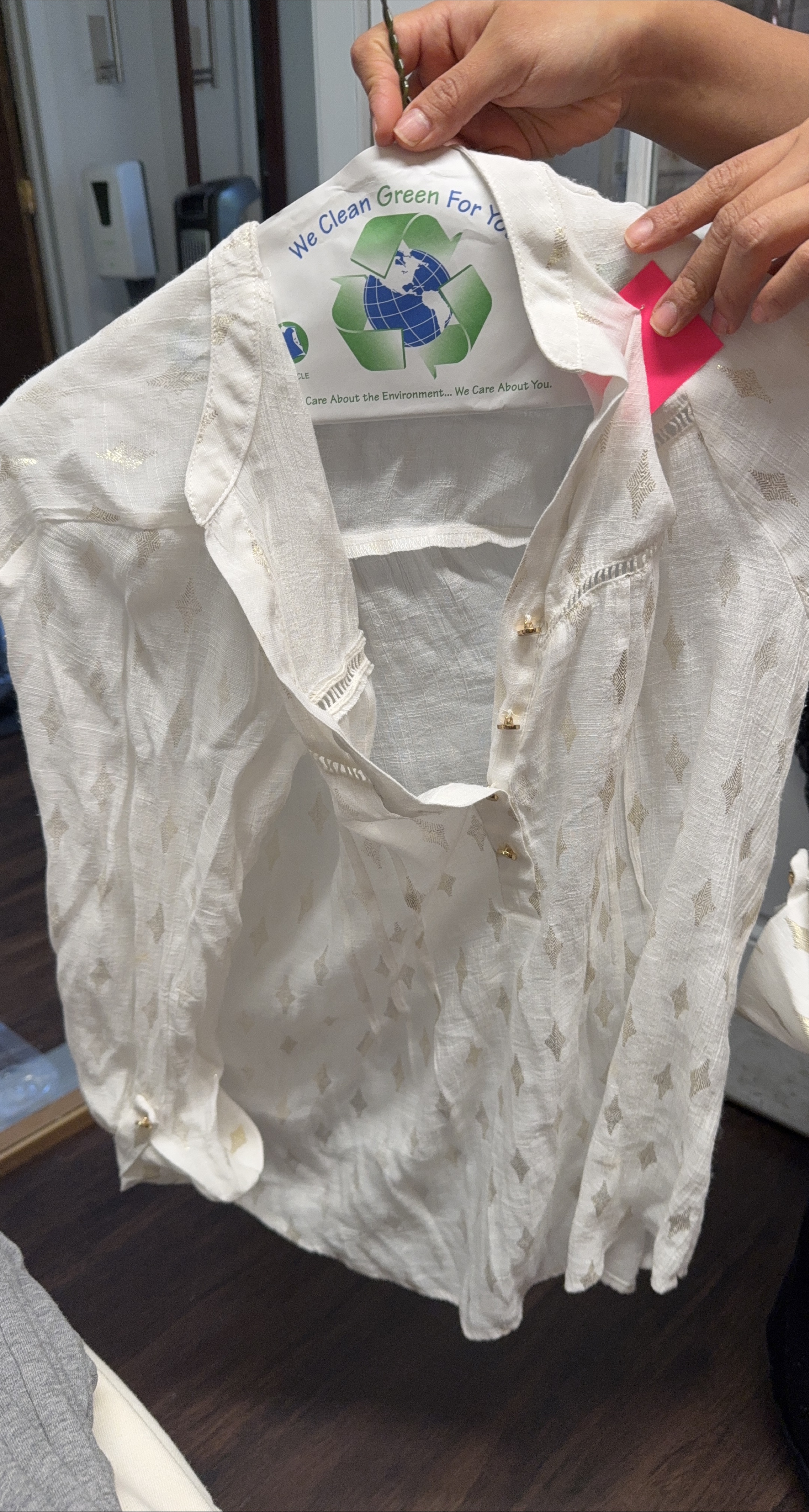White Blouse with Gold Pattern